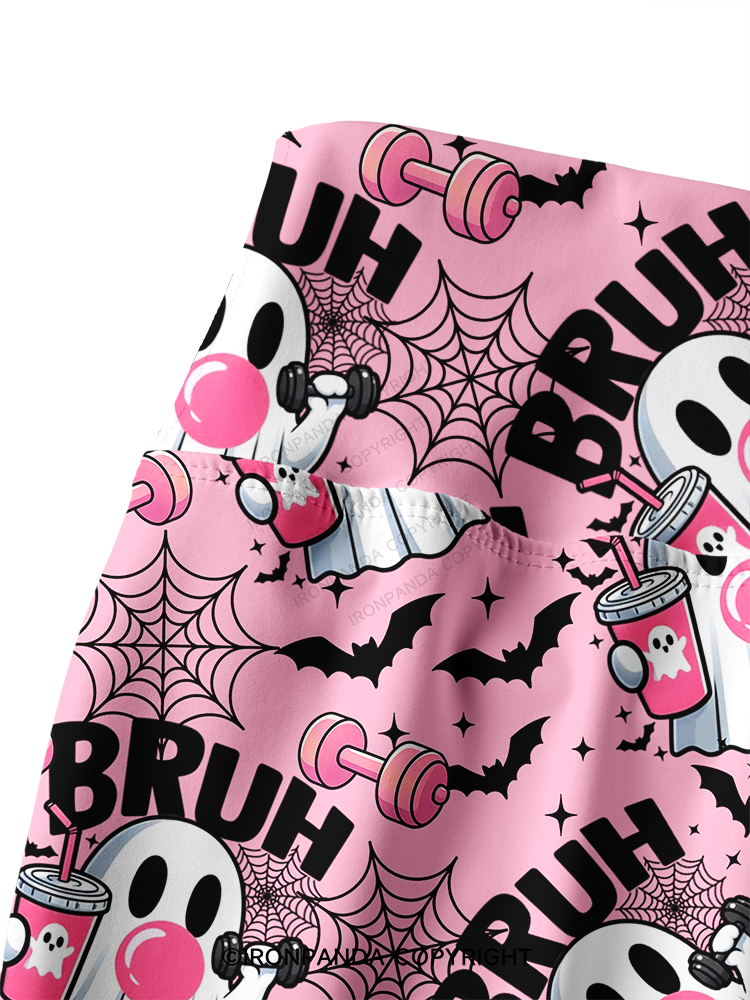 Bruh Ghost Workout Printed Yoga Pants