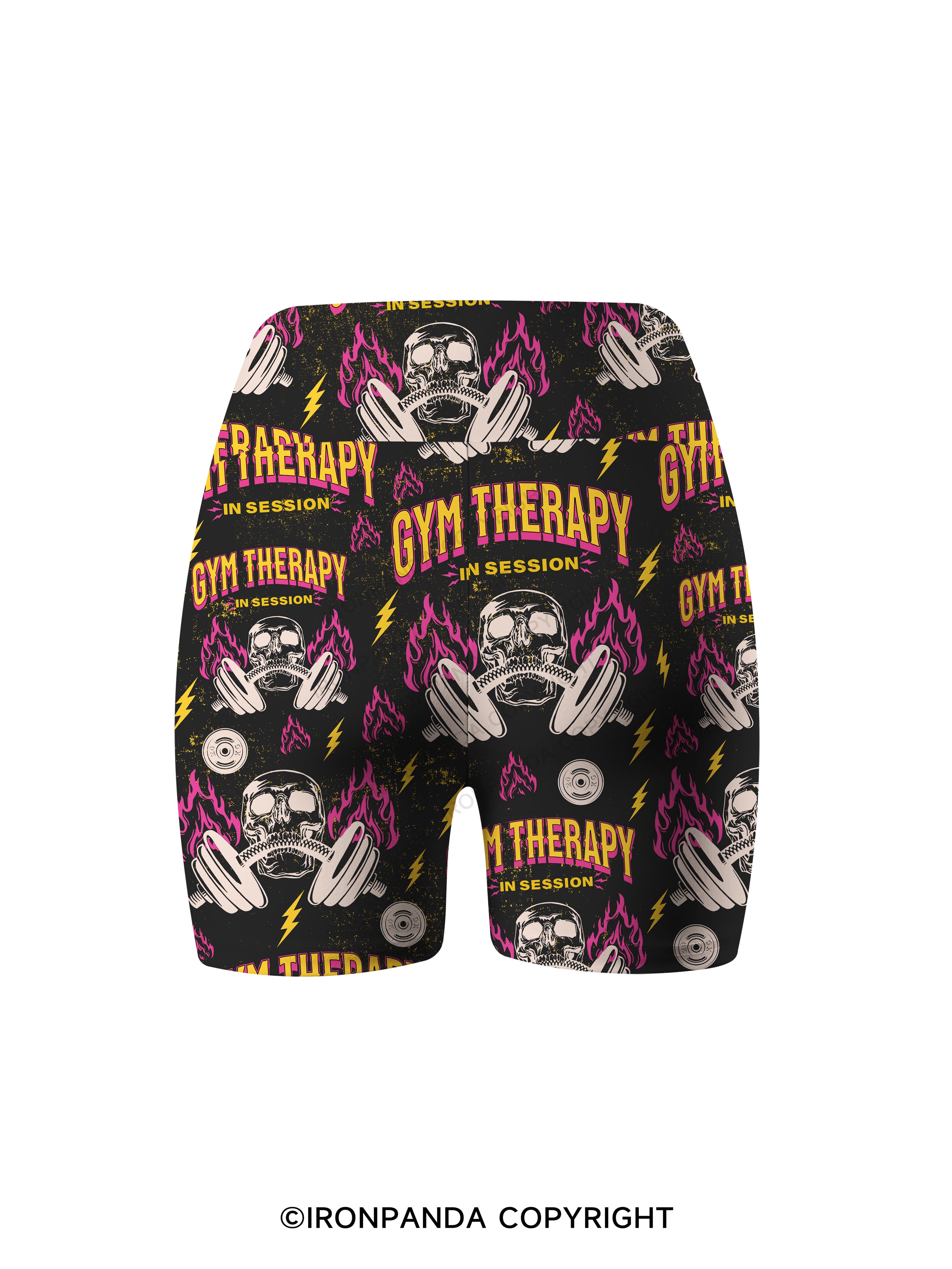 GYM THERAPY IN SESSION SKELETON Printed Yoga Cycling Shorts