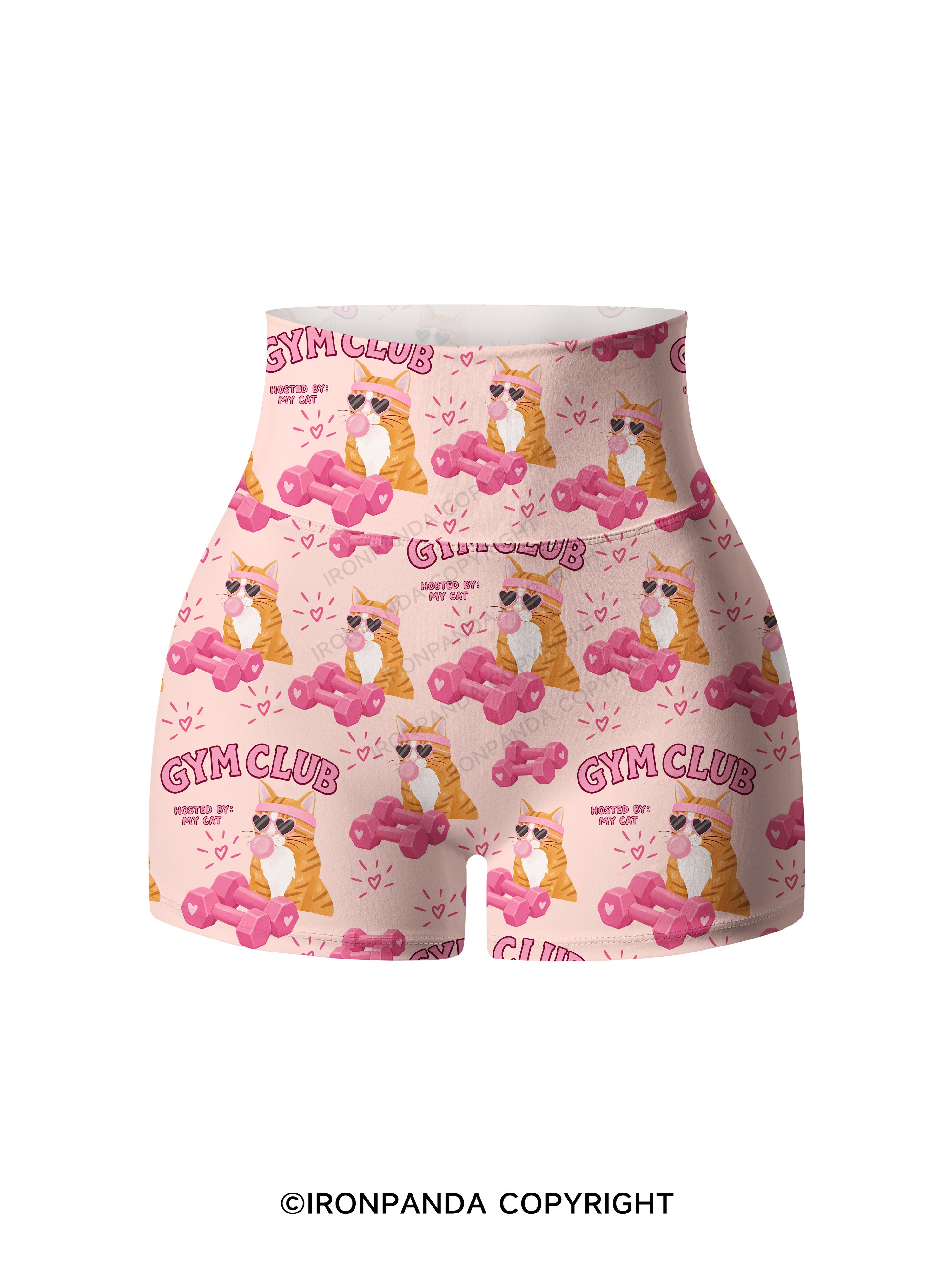 GYM CLUB HOSTED BY MY CAT Printed Yoga Shorts