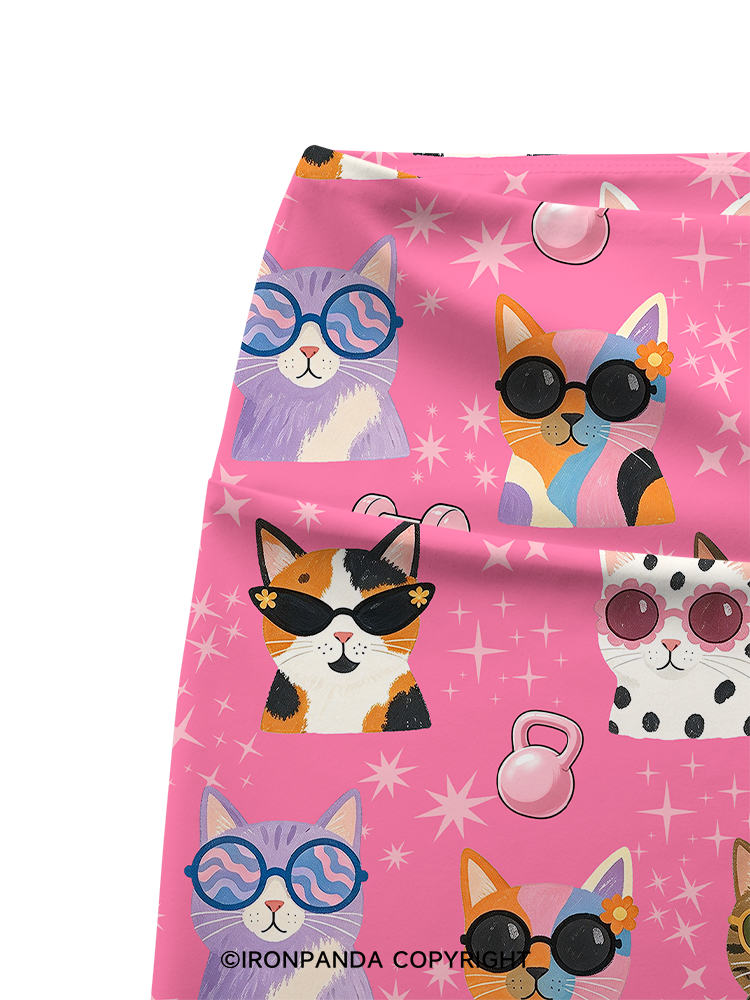 COOL CATS FITNESS PARTY Yoga Printed Yoga Cycling Shorts