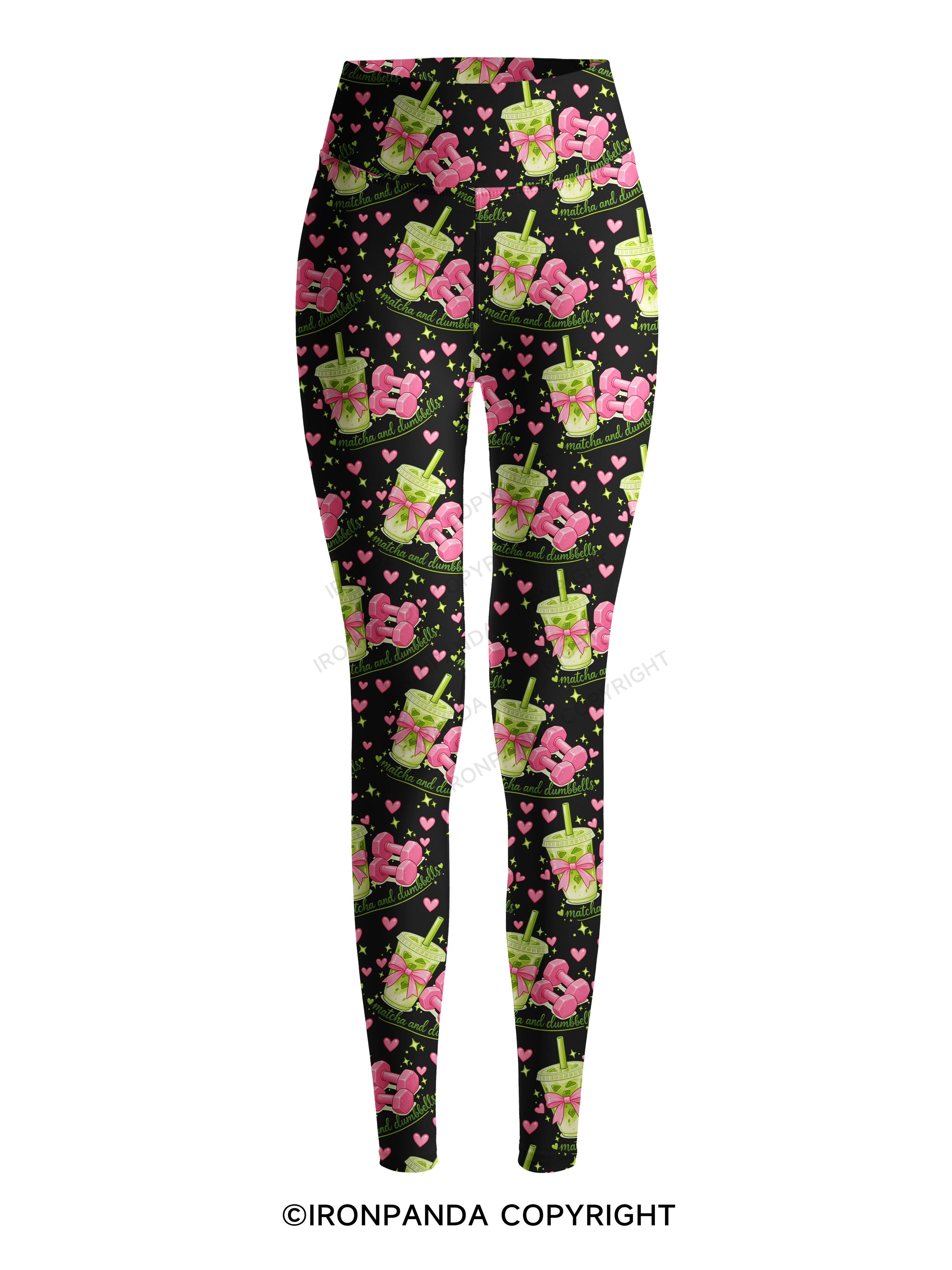 MATCHA AND DUMBBELL MATCHA LOVER Printed Yoga Pants