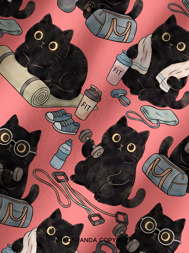 Black Cat Fitness Printed Yoga Shorts