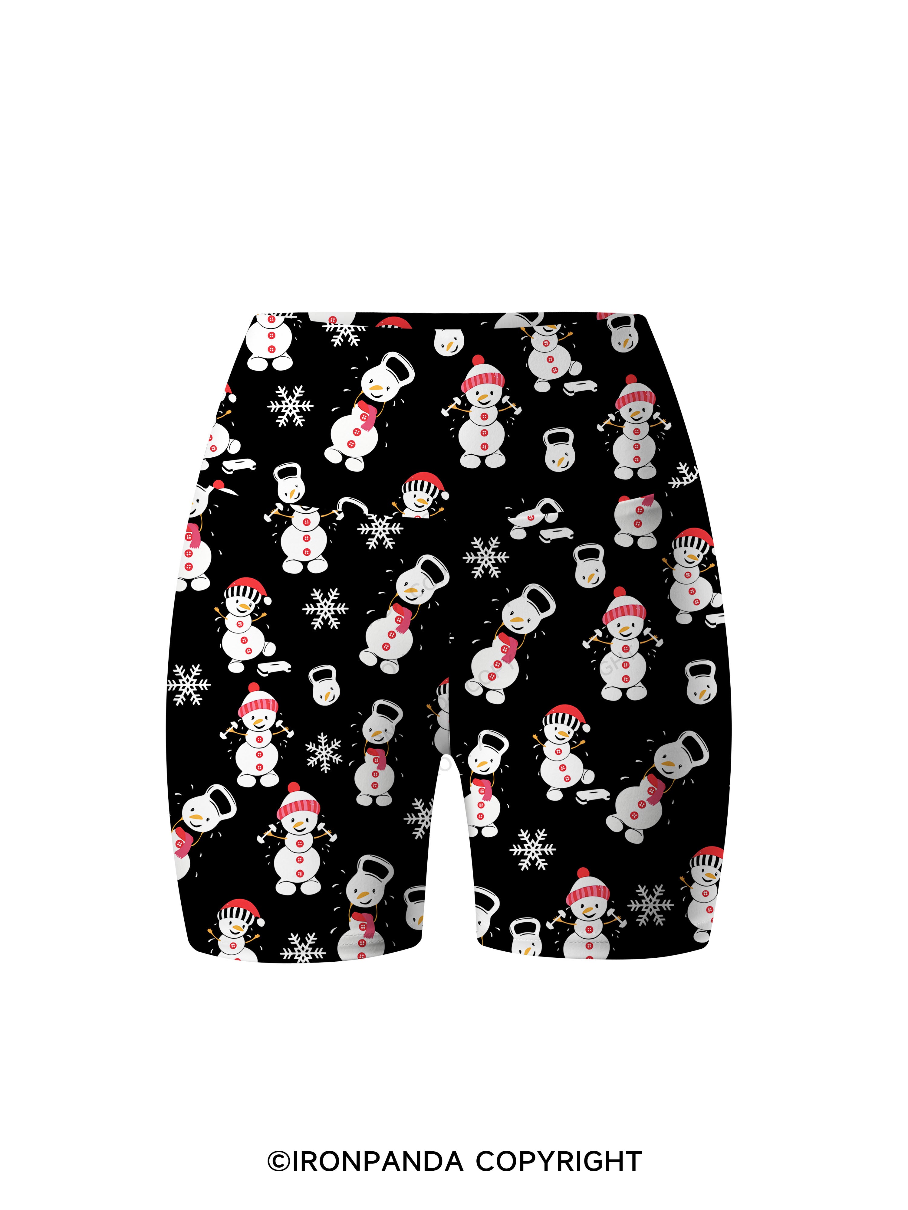 SWEATIN' WITH MY SNOWMIES Printed Yoga Cycling Shorts