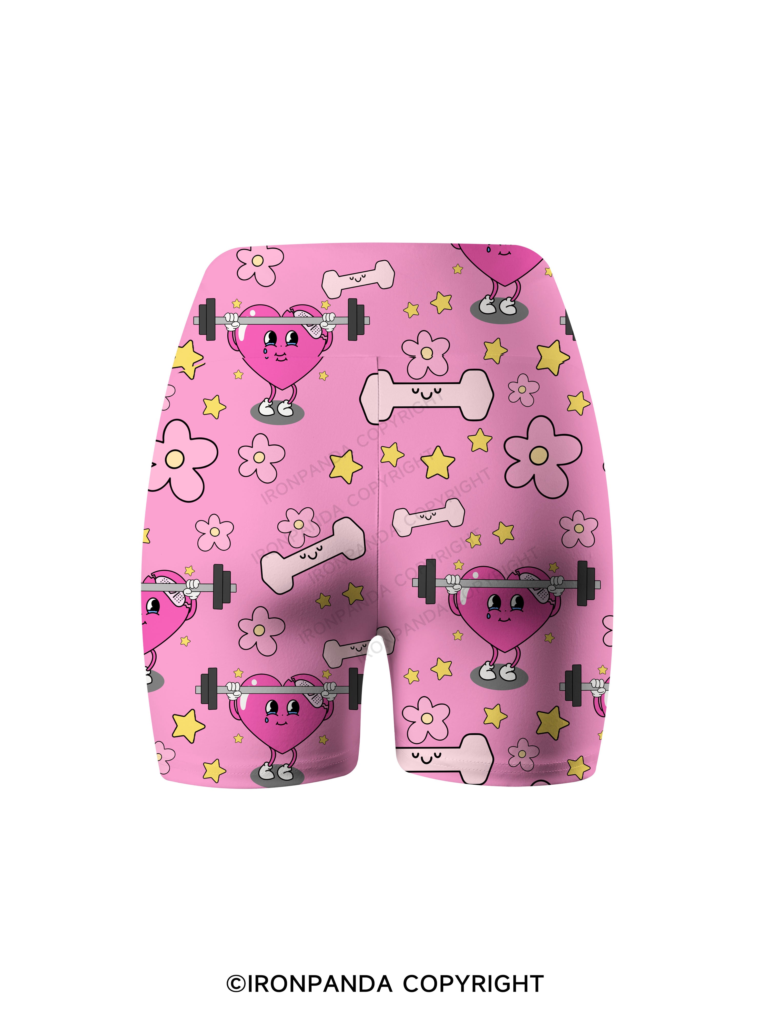 Sweet Pump Heart Printed Yoga Cycling Shorts