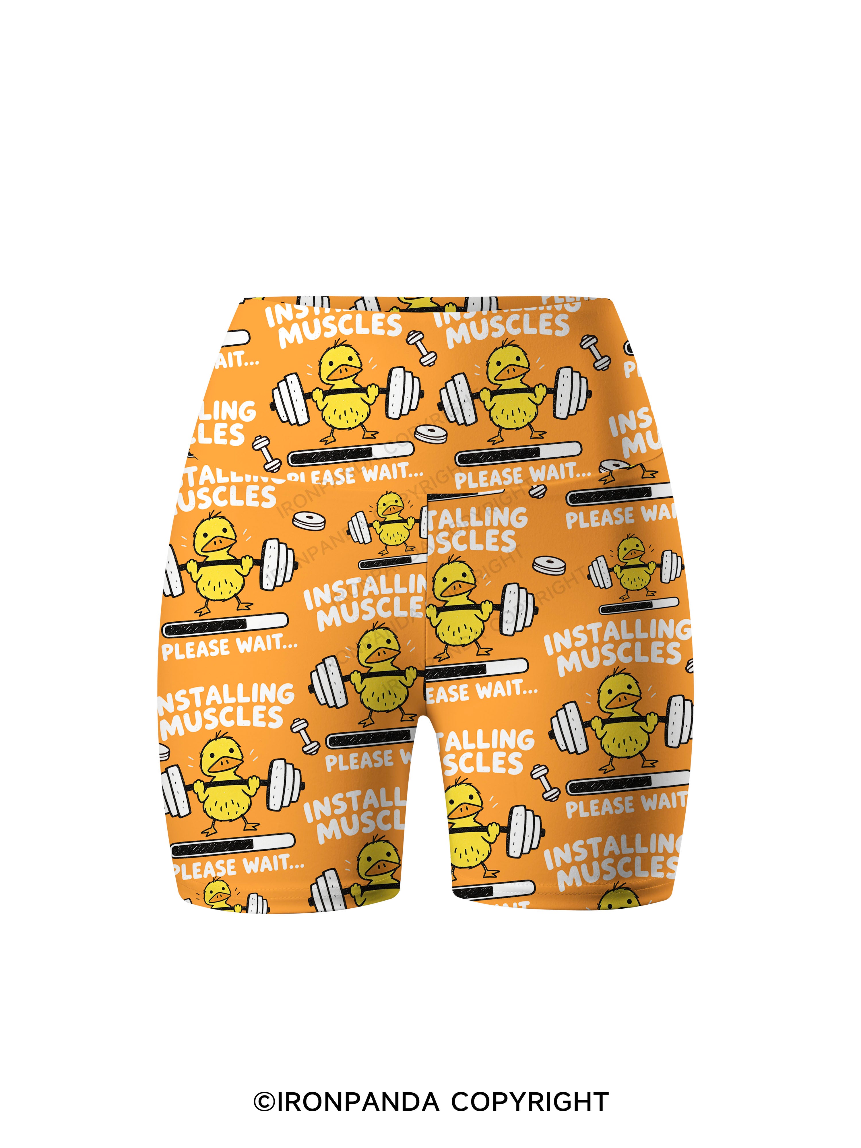 INSTALLING MUSCLES PLEASE WAIT Printed Yoga Cycling Shorts