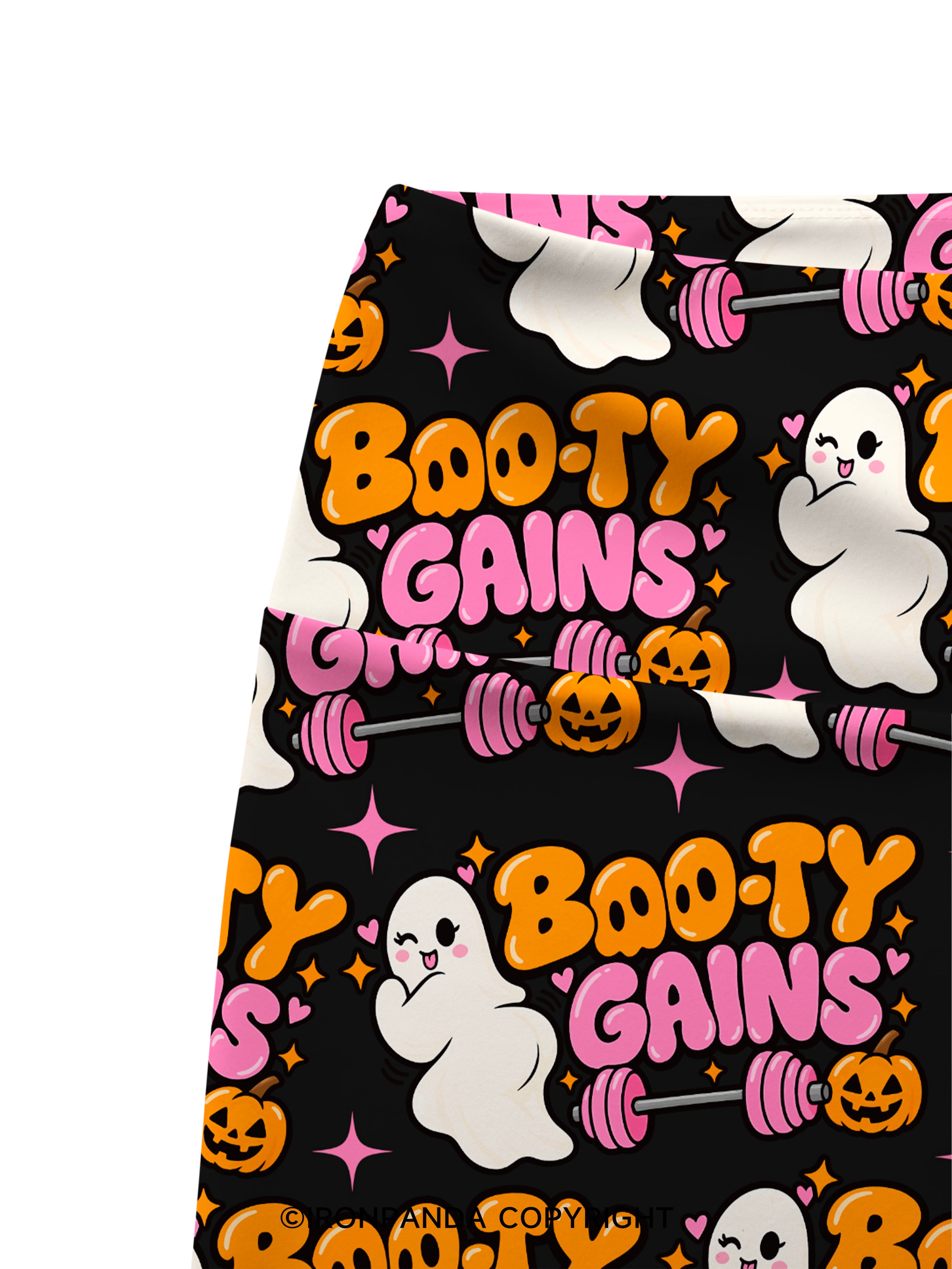 BOO-TY GAINS CUTE GHOST Printed Yoga Cycling Shorts