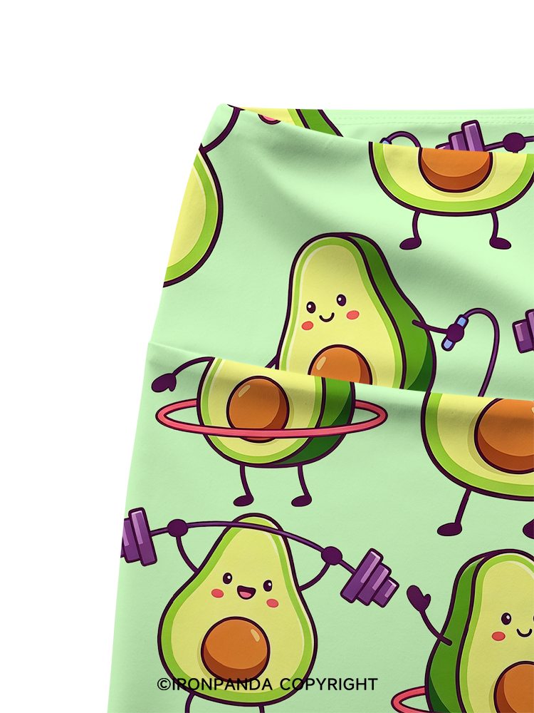 AVOCADO FITNESS PARTY Printed Yoga Cycling Shorts