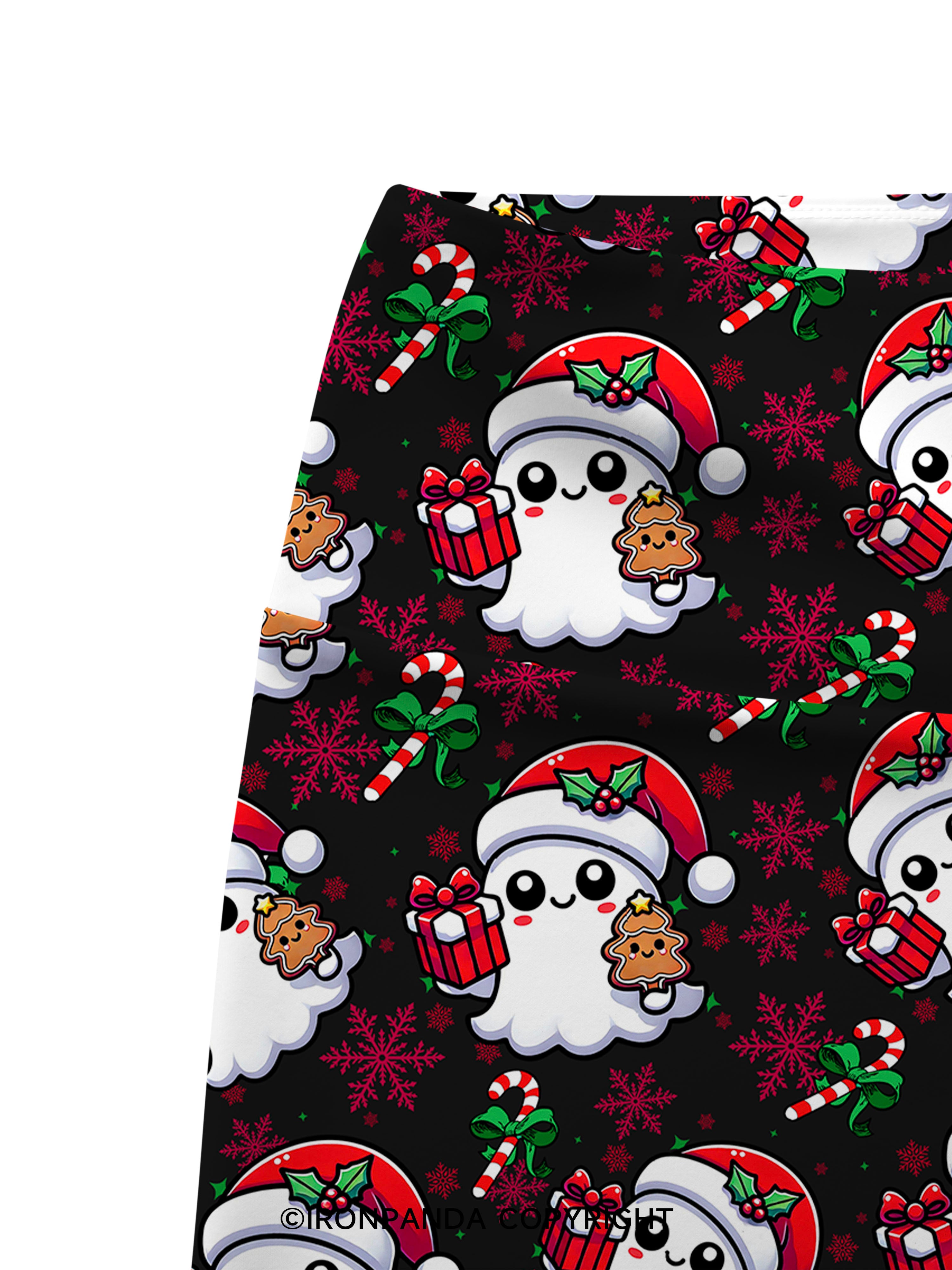 SPOOKY SPIRITS SPREADING CHRISTMAS CHEER! Printed Yoga Cycling Shorts