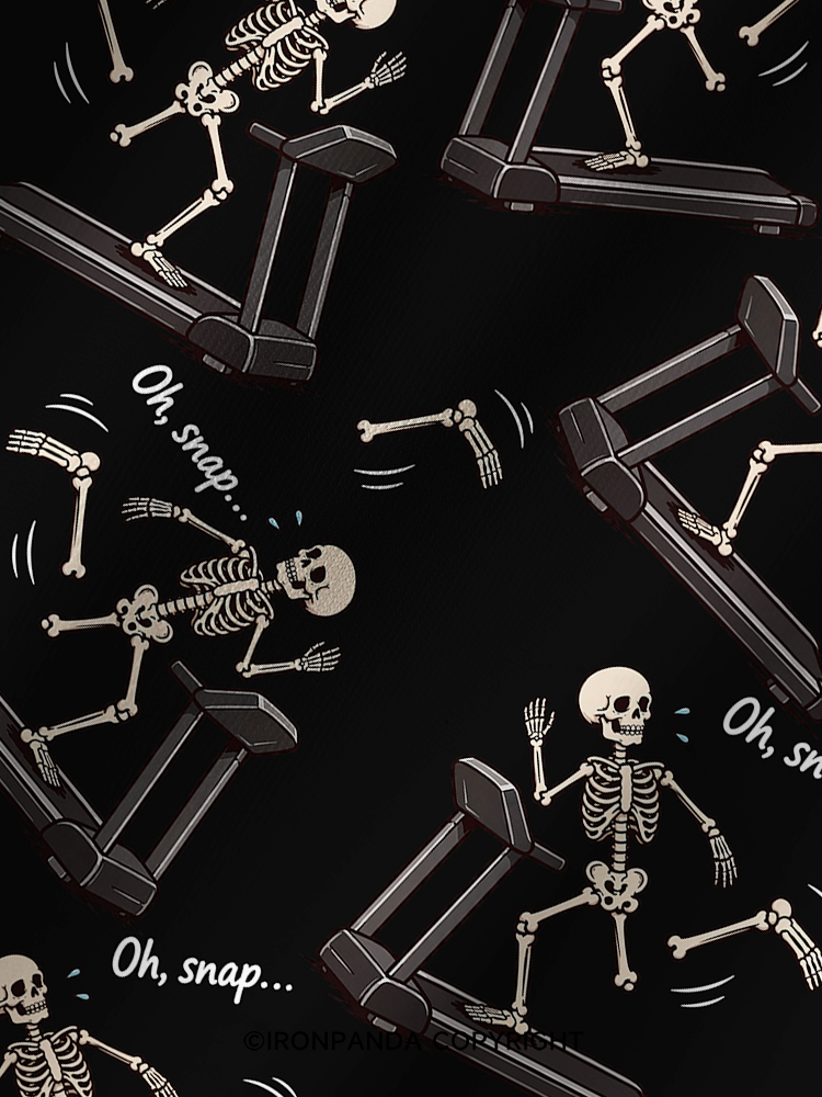 Oh Snap Funny Skeleton Printed Yoga Shorts