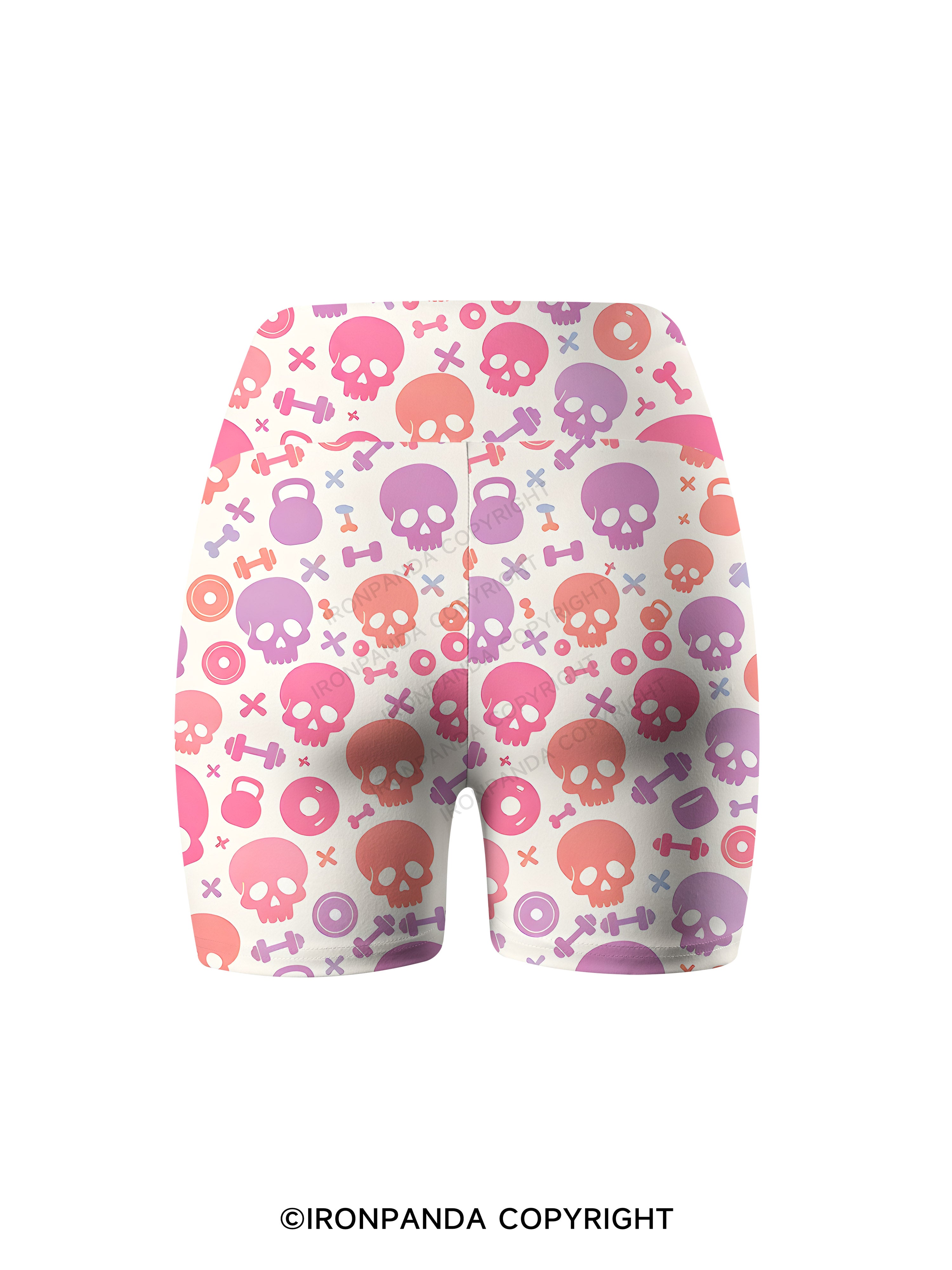 Pastel Skull Fitness Printed Yoga Cycling Shorts