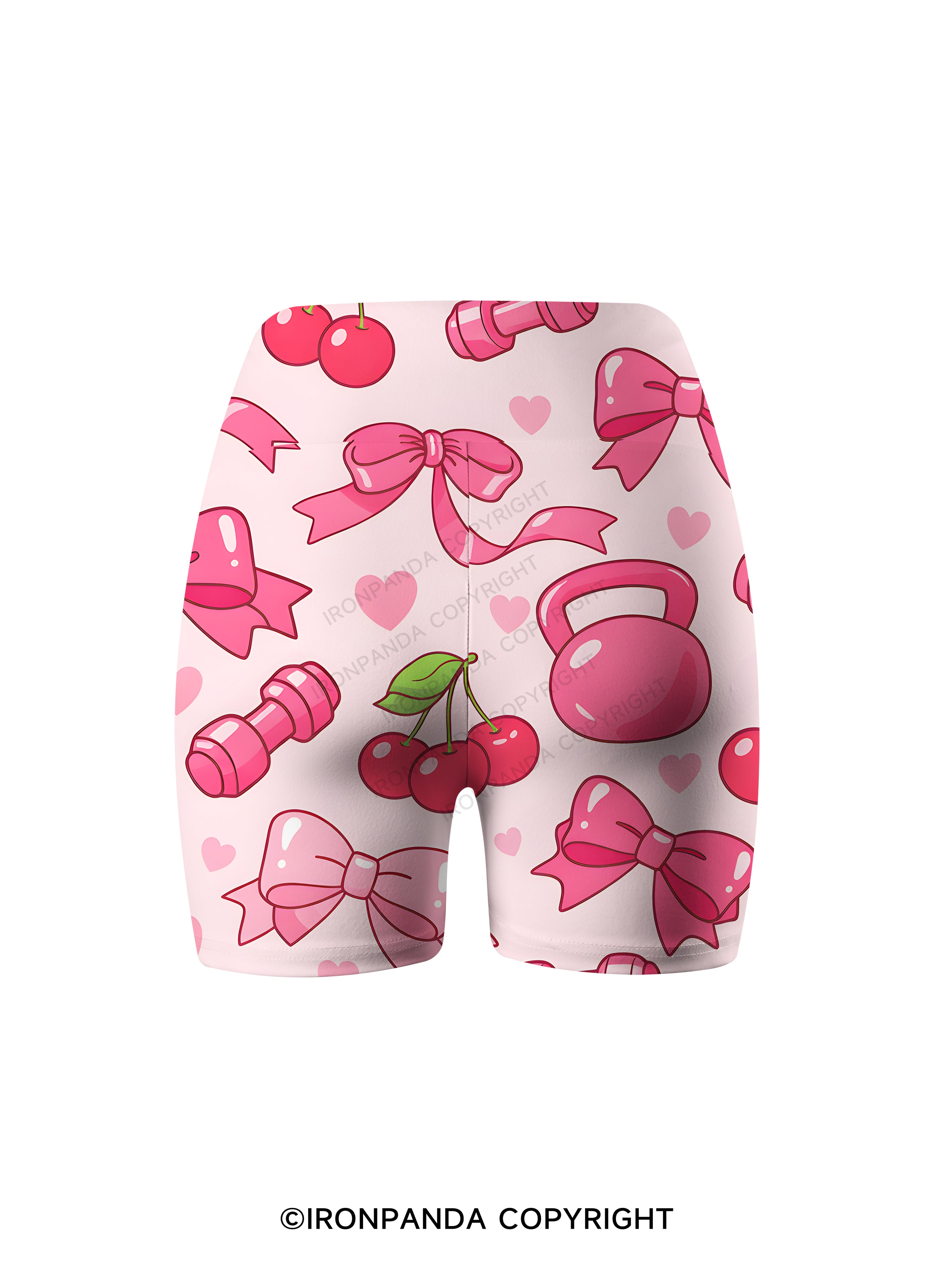 Coquette Cherry Dumbbell Printed Yoga Cycling Shorts