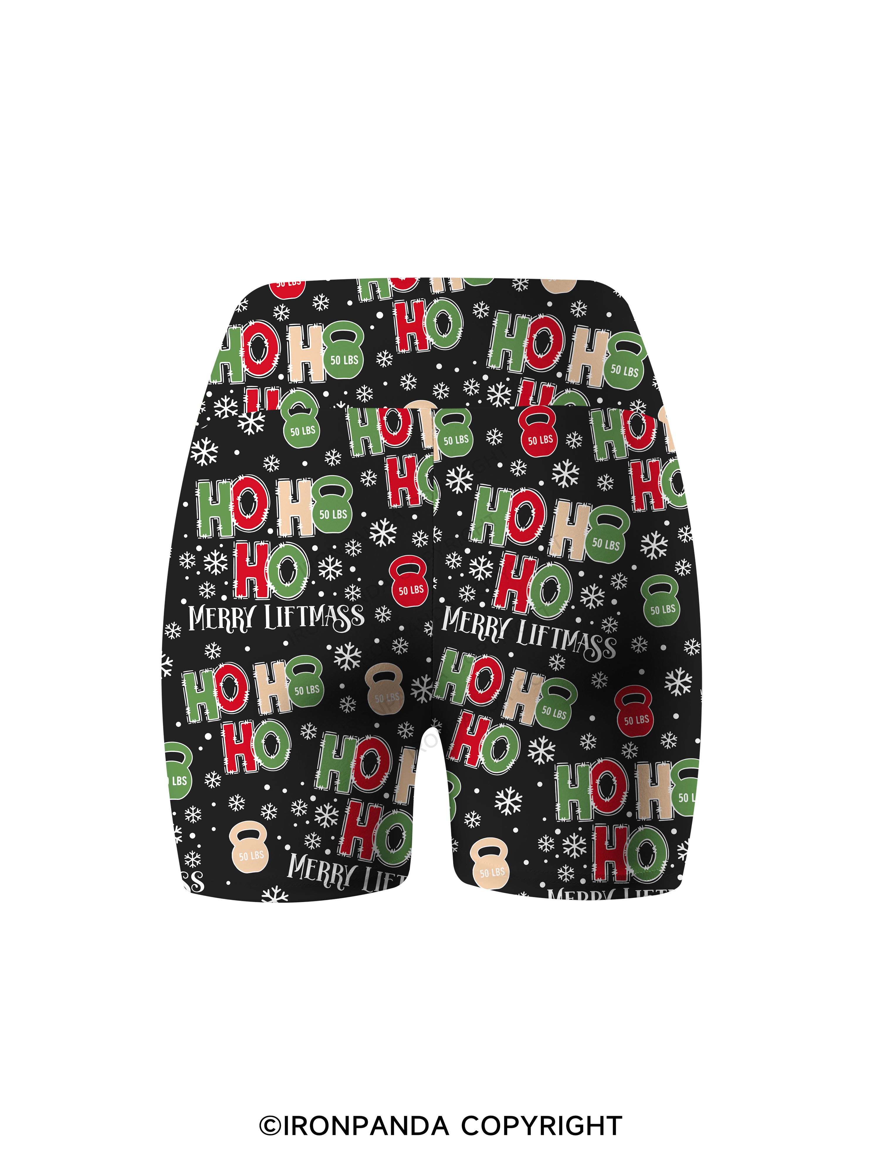 HOHOHO MERRY LIFTMASS Printed Yoga Cycling Shorts