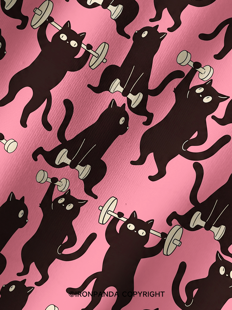 Funny Cat Gym Printed Yoga Shorts