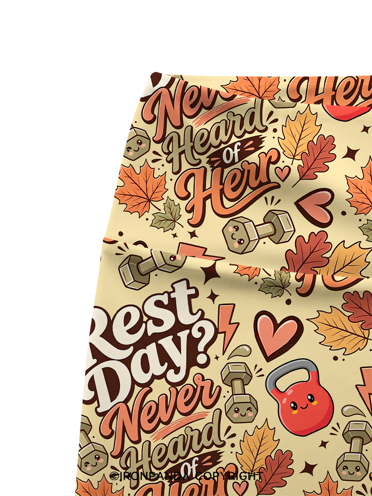 Rest Day Never Heard Of Her Printed Yoga Cycling Shorts