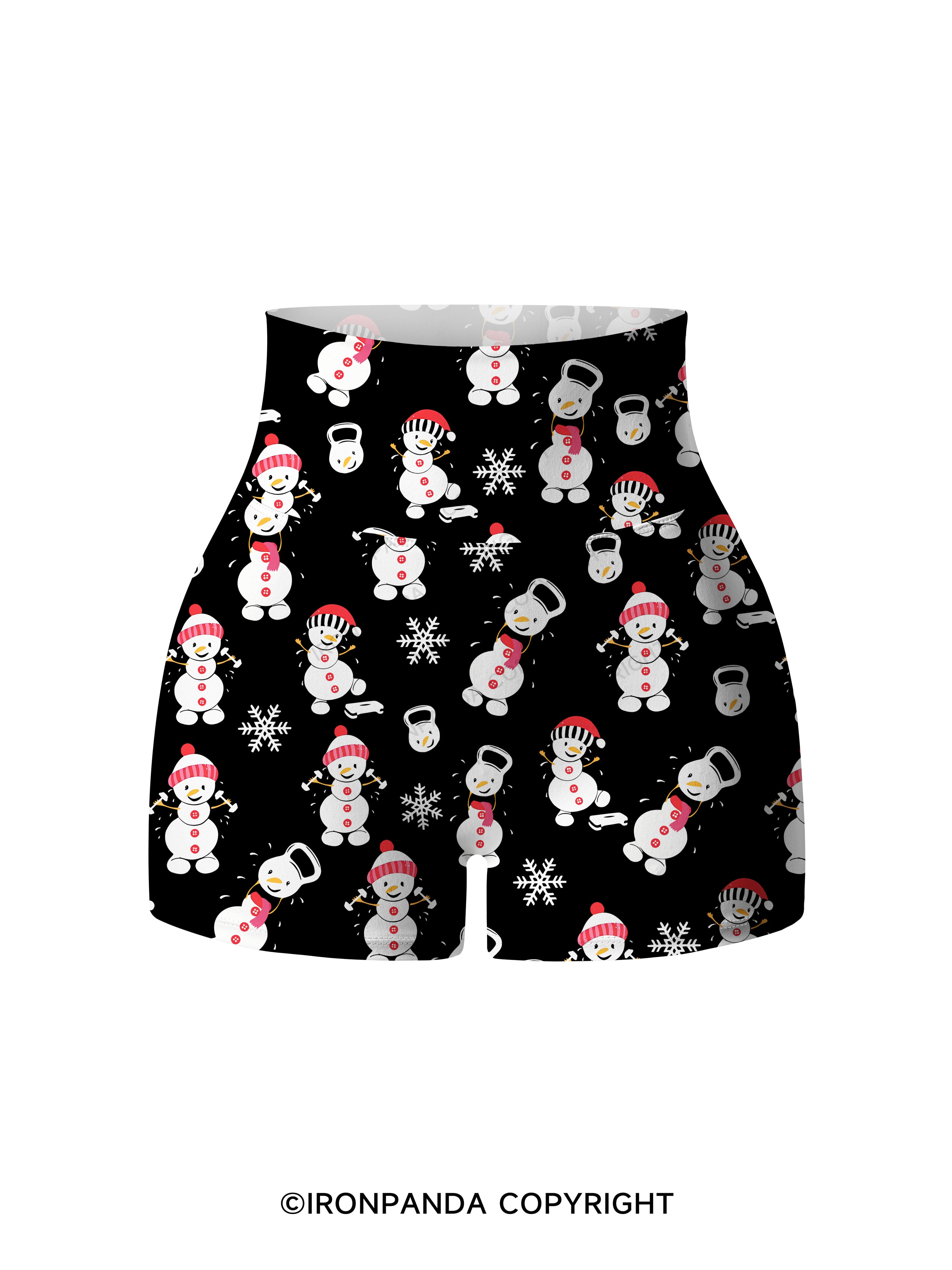 SWEATIN' WITH MY SNOWMIES Printed Yoga Shorts