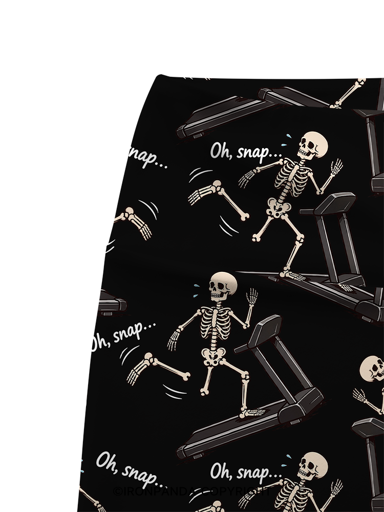 Oh Snap Funny Skeleton Printed Yoga Cycling Shorts