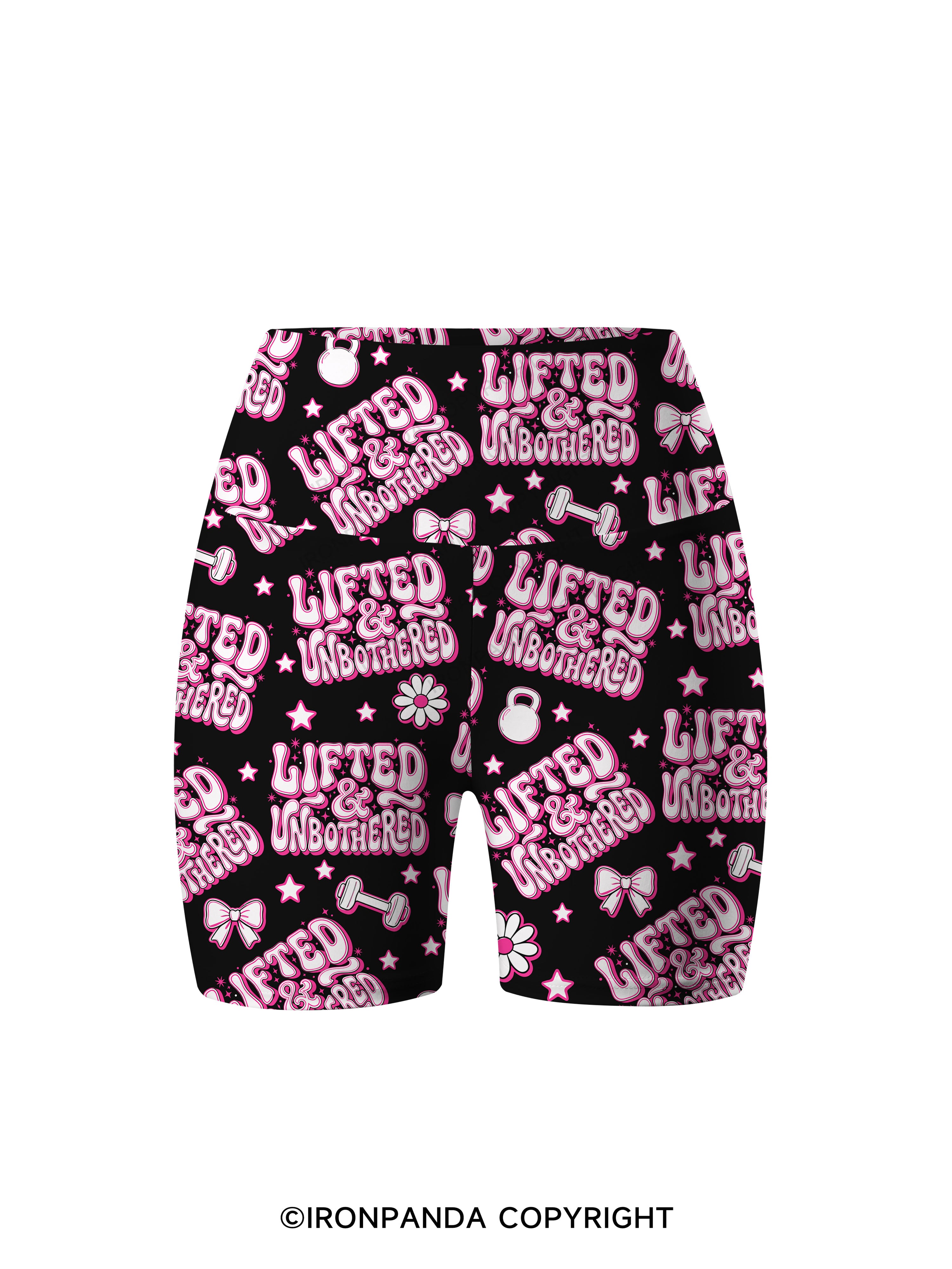 Lifted And Unbothered Printed Yoga Cycling Shorts