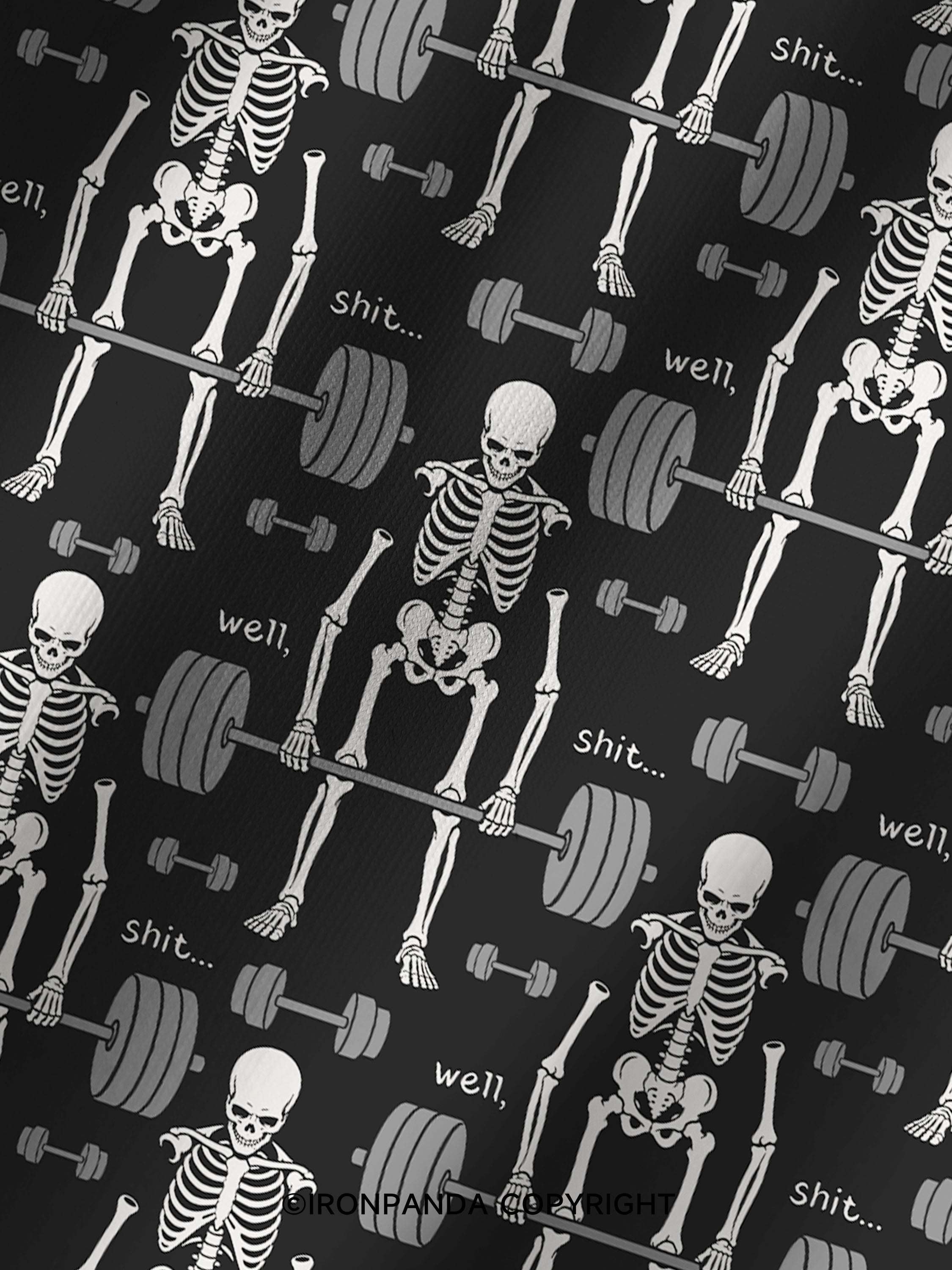 Well Shit Gym Skeleton Weightlifting Printed Yoga Shorts