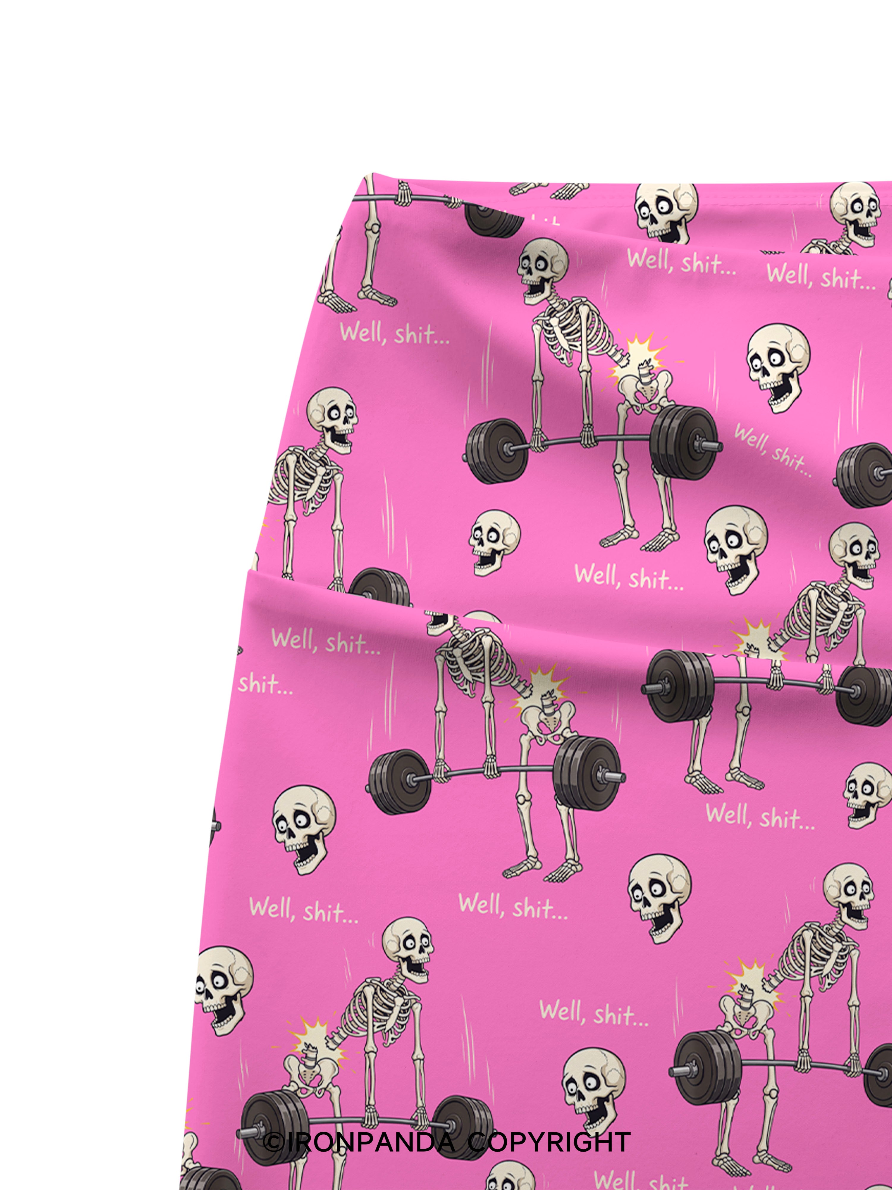 Well Shit Skeleton Deadlift Printed Yoga Cycling Shorts
