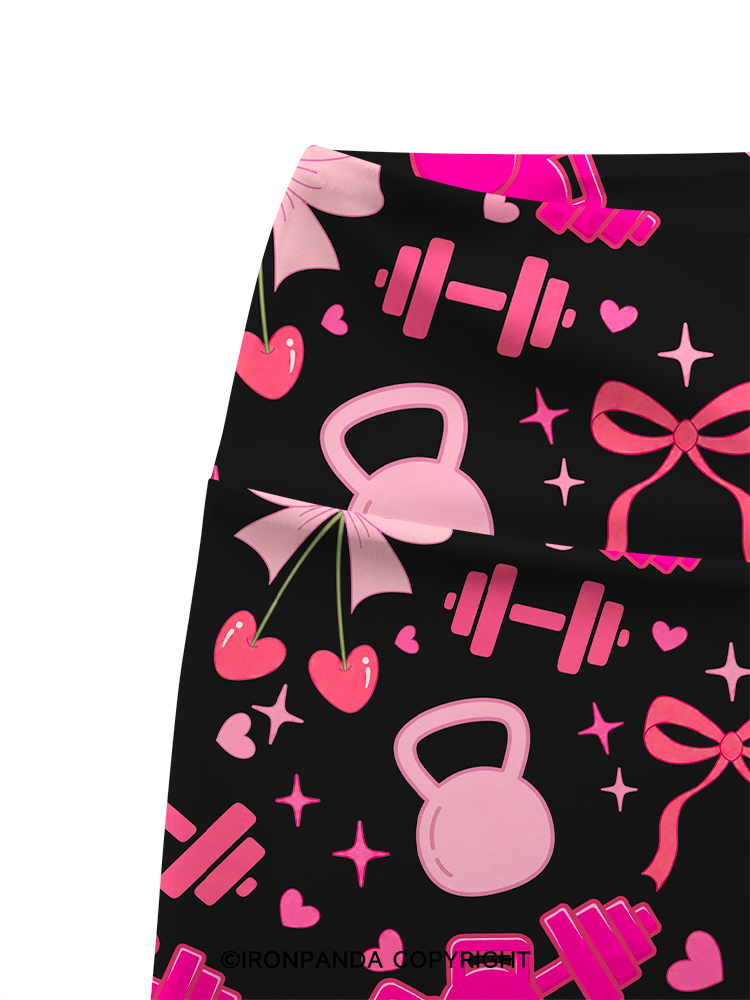 PINK POWER SWEETHEART Printed Yoga Cycling Shorts