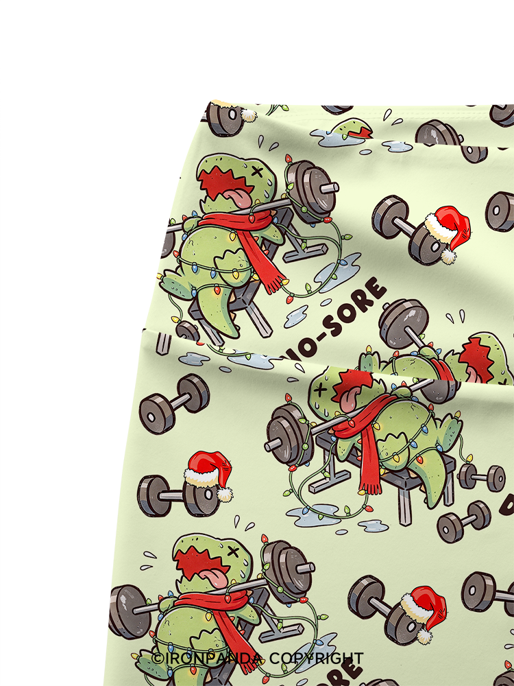 Christmas Workout DINO-SORE Printed Yoga Cycling Shorts
