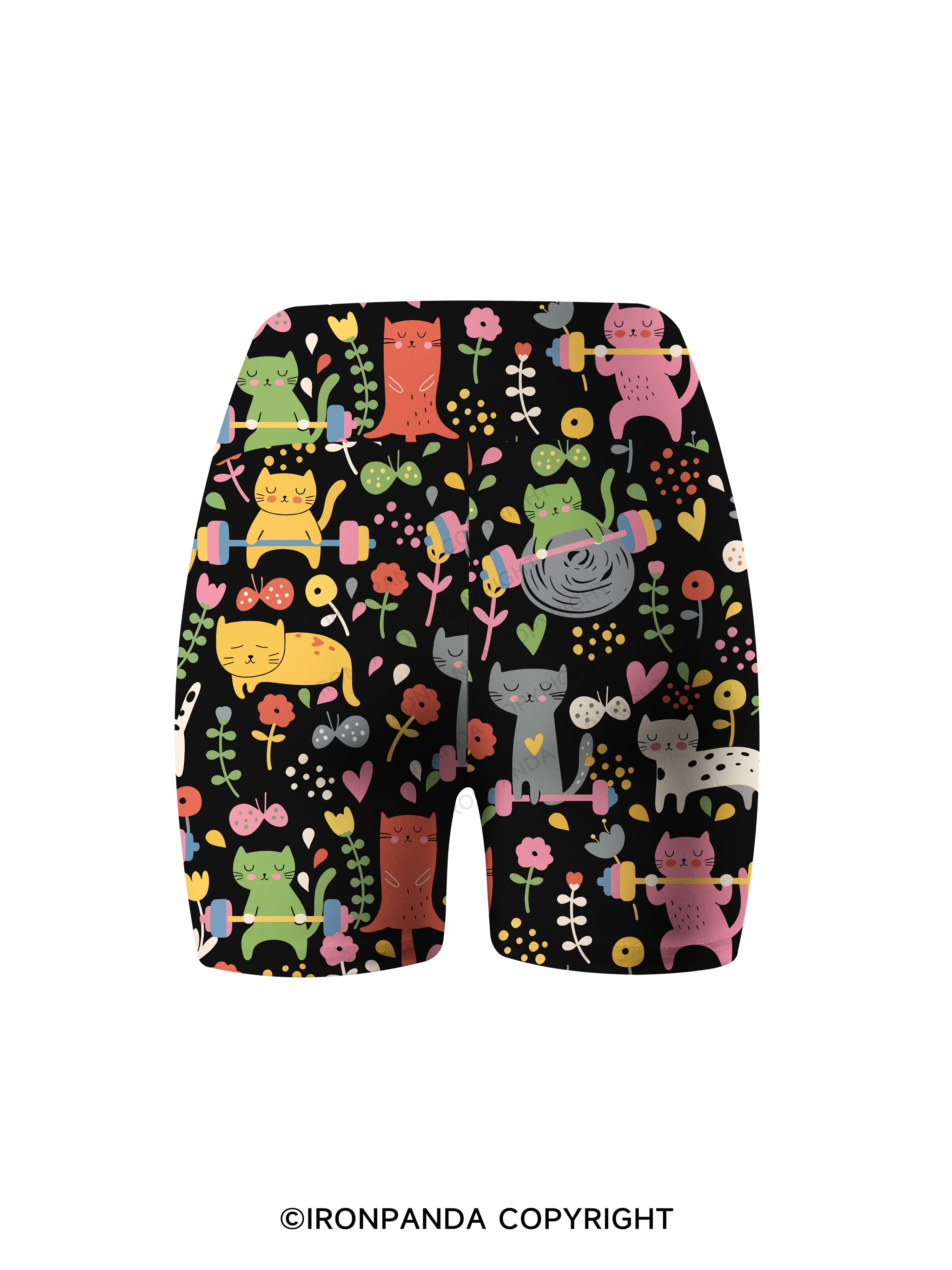 Cats Lift Heavy Printed Yoga Cycling Shorts