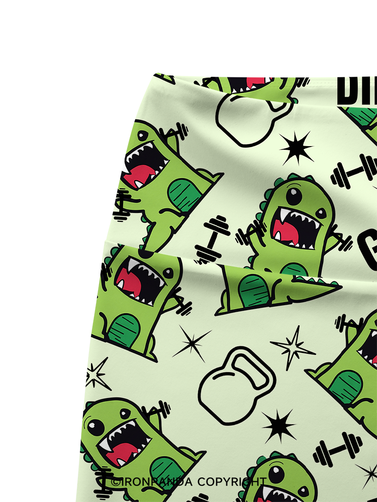 Getting Dino-Sore Printed Yoga Cycling Shorts