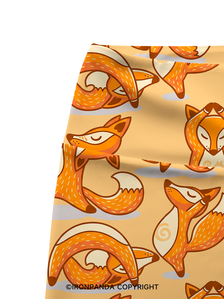 YOGA FOXES IN THE WARM MORNING SUN Printed Yoga Cycling Shorts