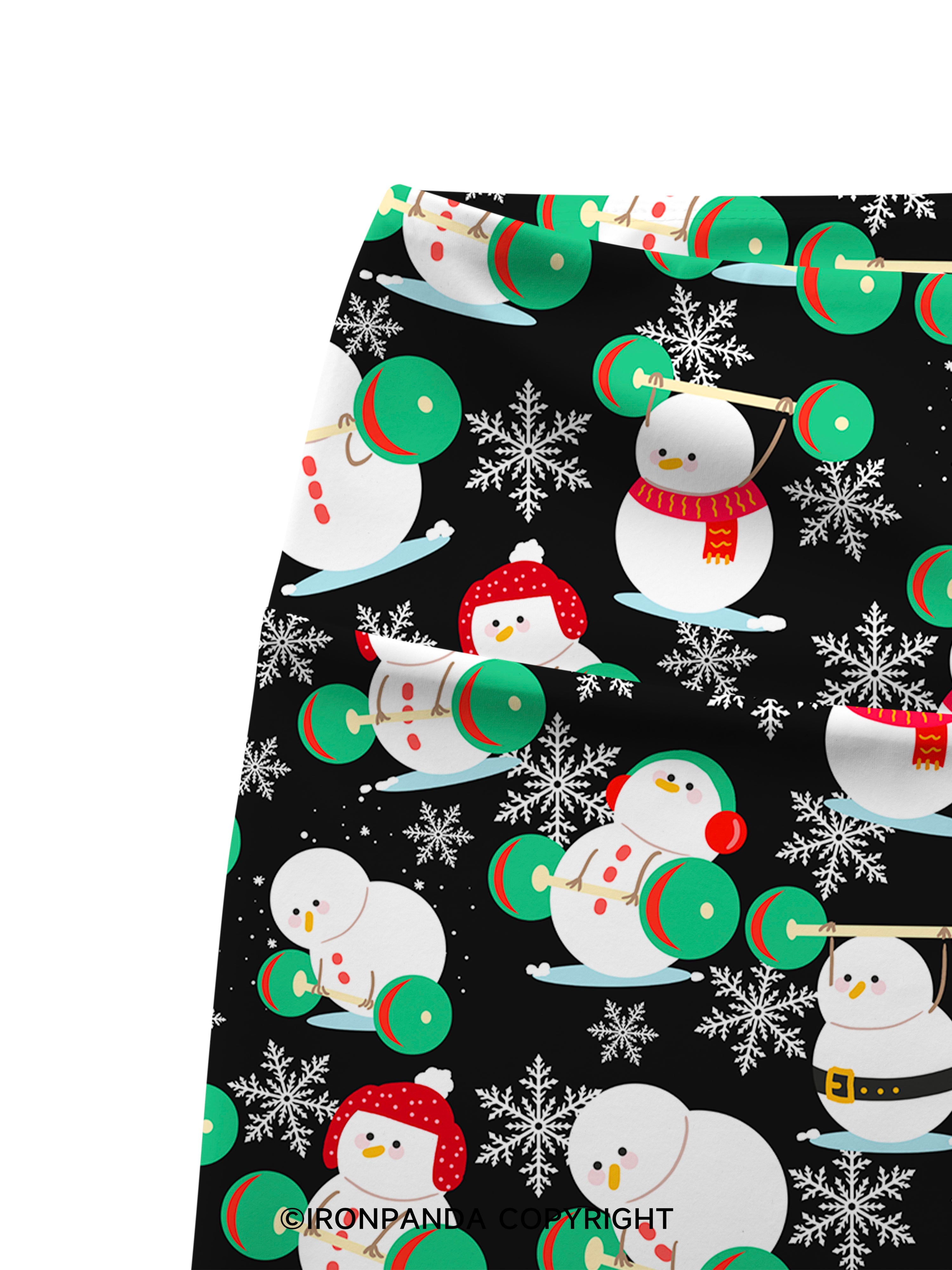 Snowman team weightlifting Printed Yoga Cycling Shorts