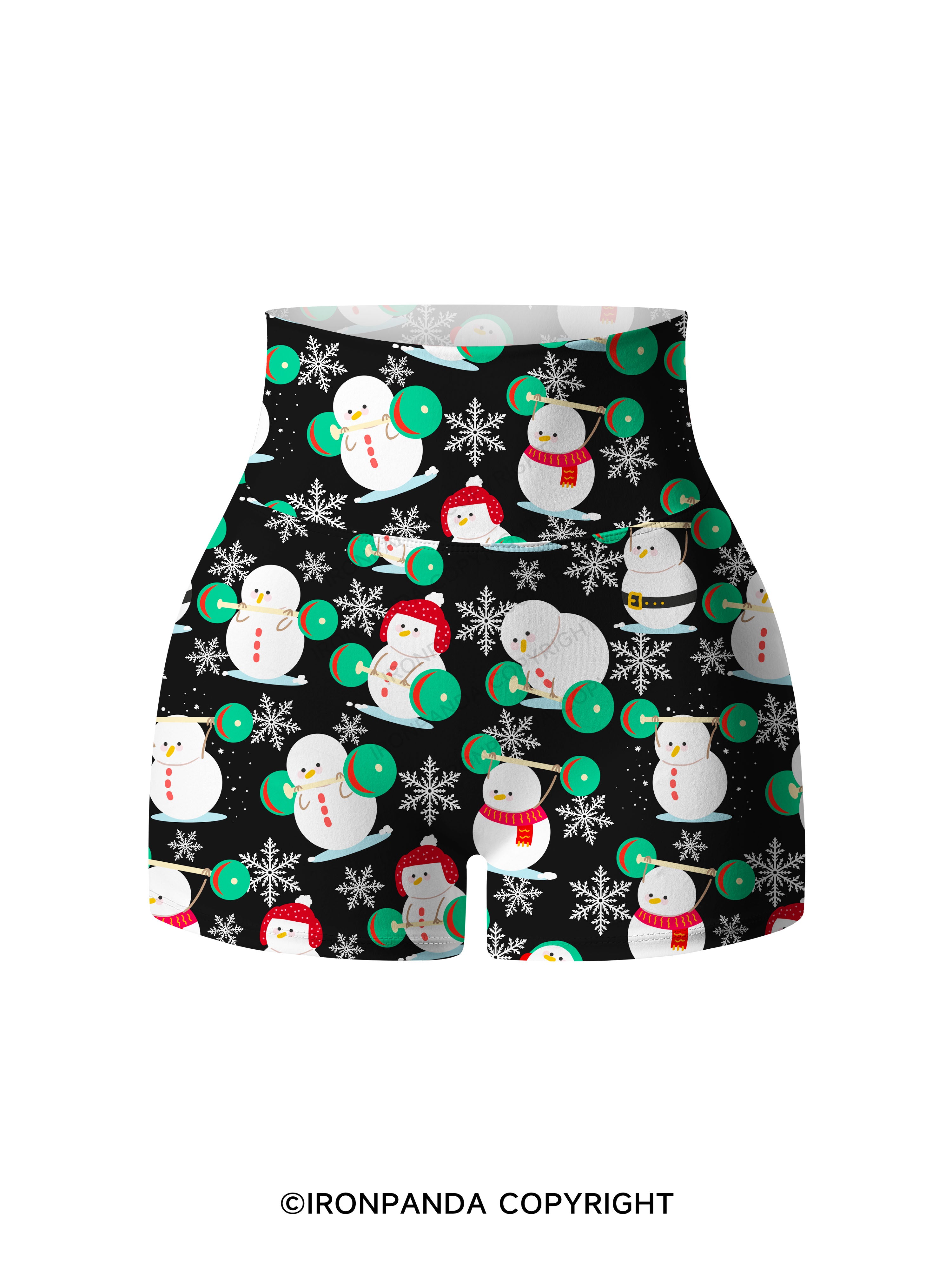 Snowman team weightlifting Printed Yoga Shorts