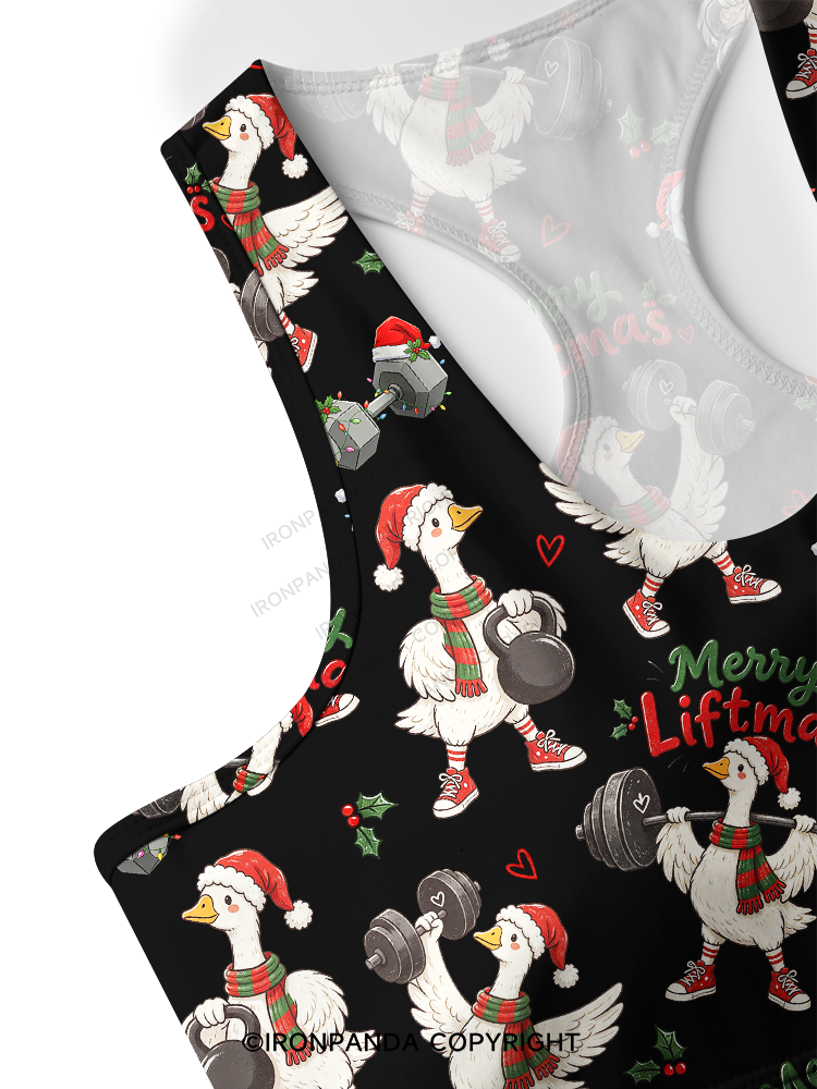 Weightlifting Christmas Goose Racerback Sports Bra