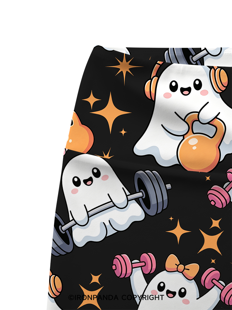 GHOST POWER WORKOUT TIME Printed Yoga Cycling Shorts