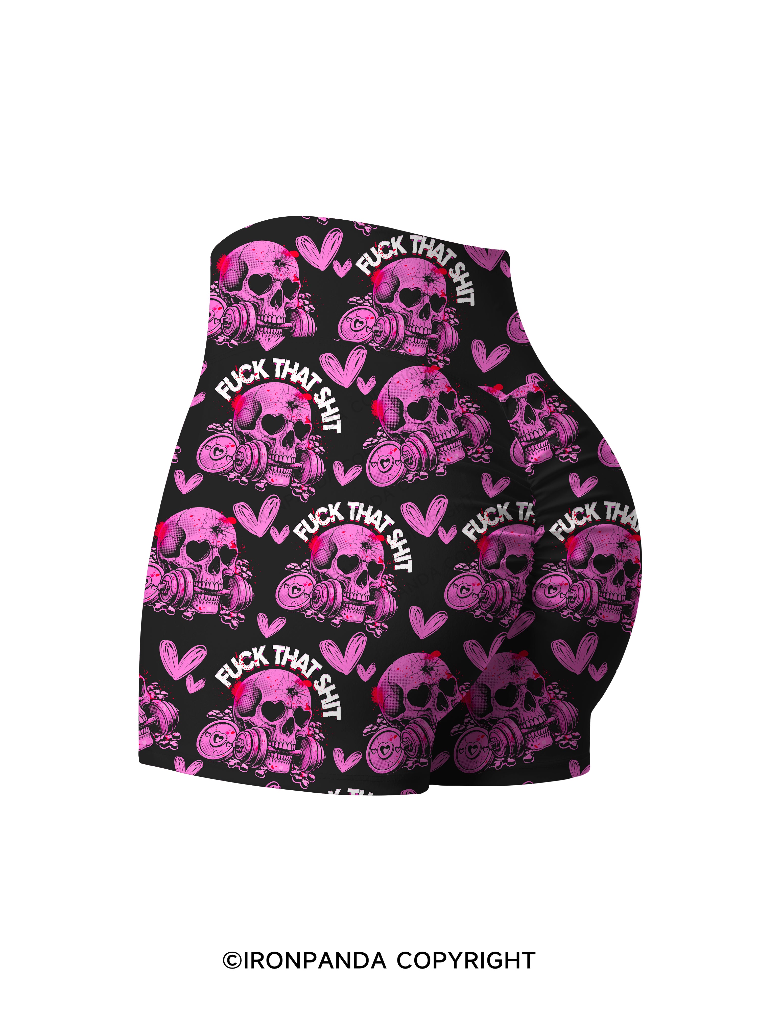 FUCK THAT SHIT Print Printed Yoga Shorts