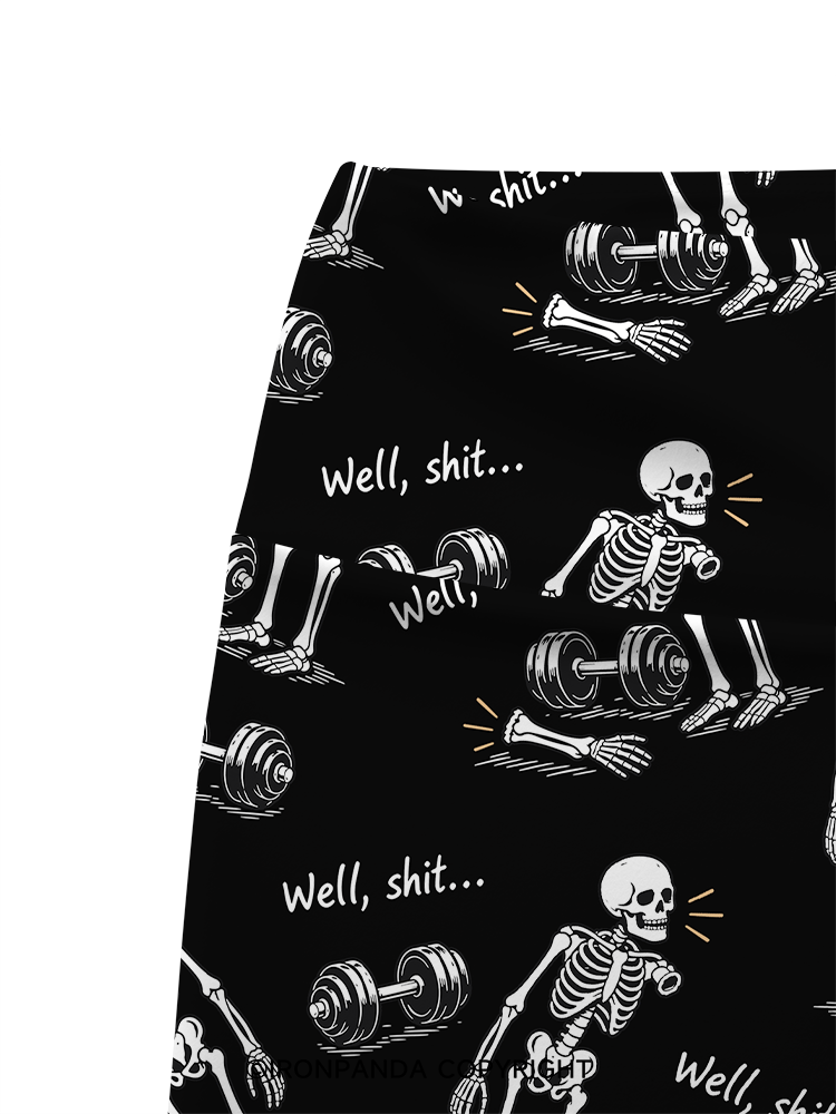 Well Shit Skeleton Printed Yoga Cycling Shorts