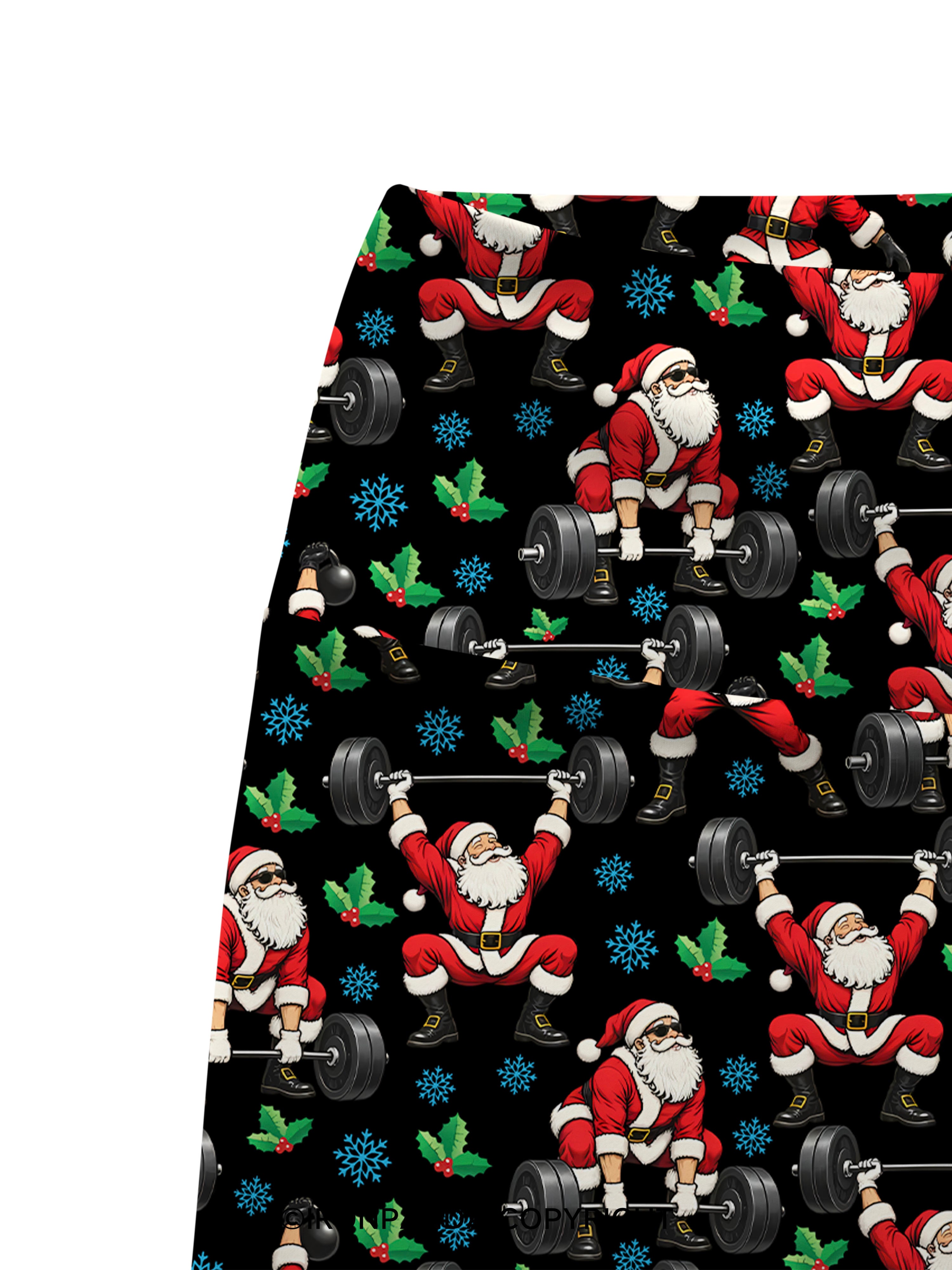 Santa Lifting Christmas Workout Printed Yoga Cycling Shorts
