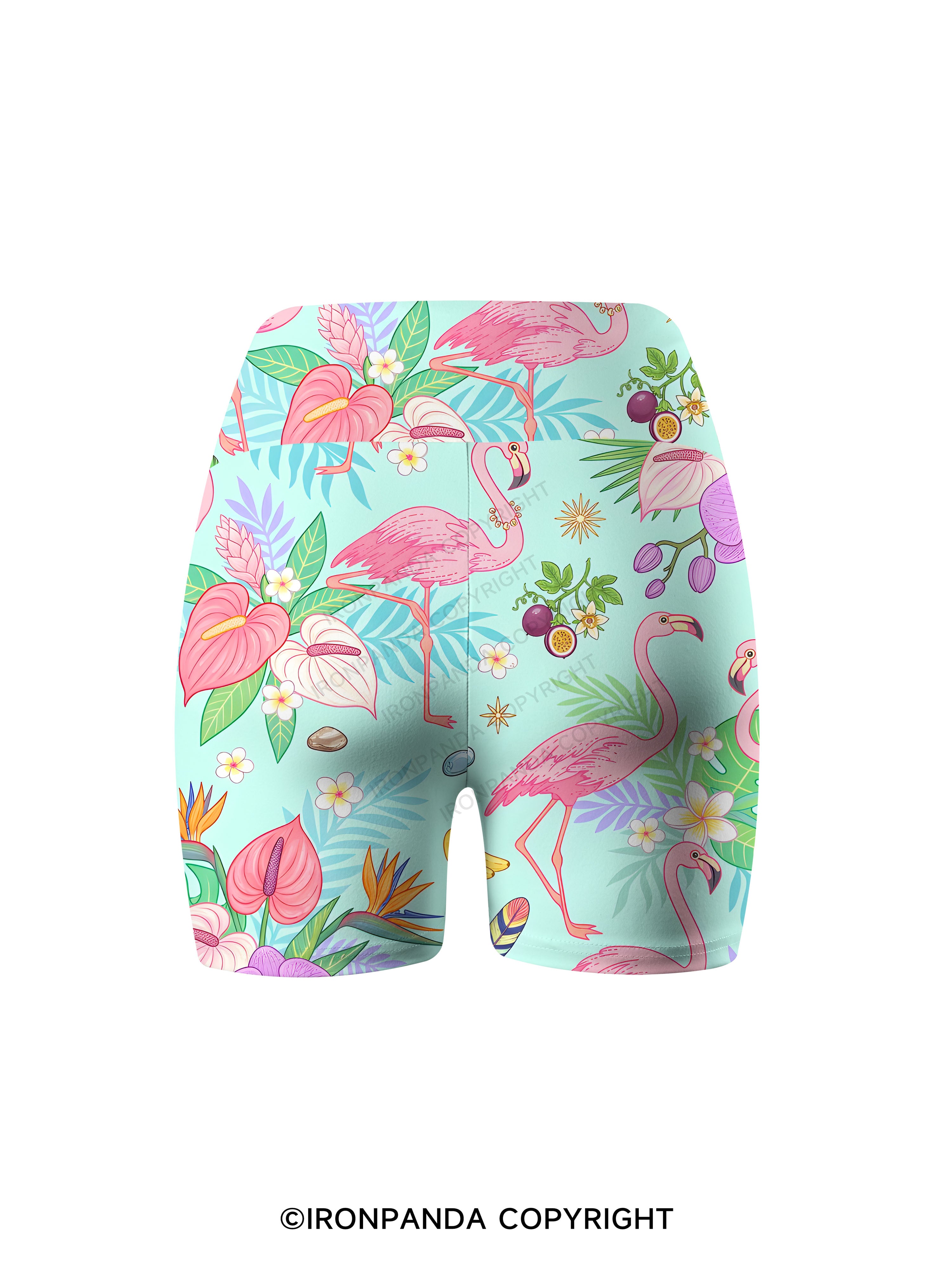 Tropical Flamingo Printed Yoga Cycling Shorts