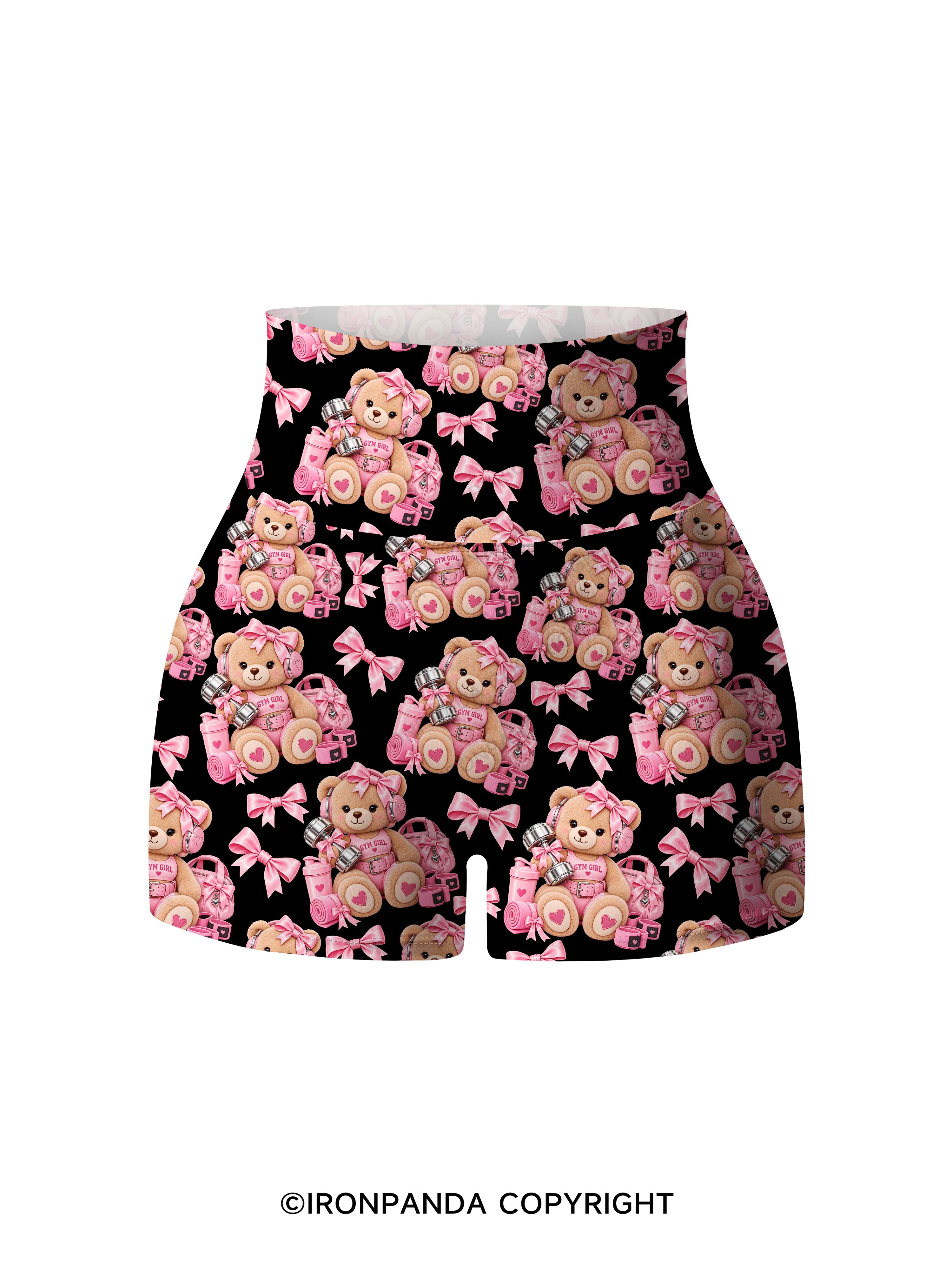 GYM GIRLIE TEDDY BEAR Printed Yoga Shorts