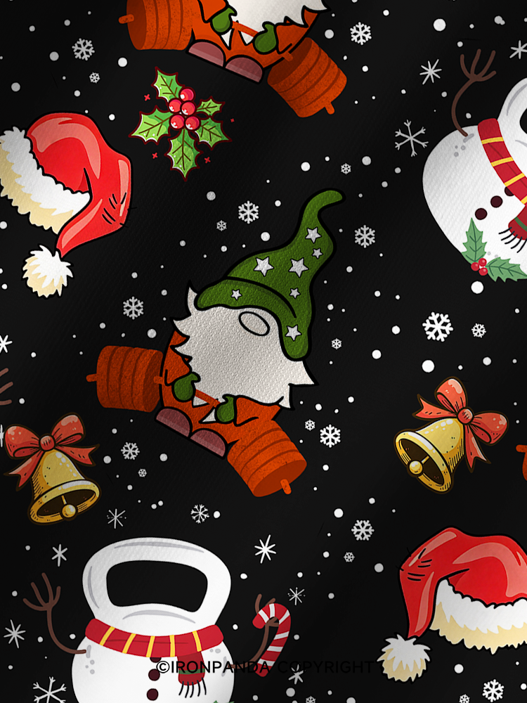 CHRISTMAS KETTLEBELL GNOMES Printed Yoga Shorts