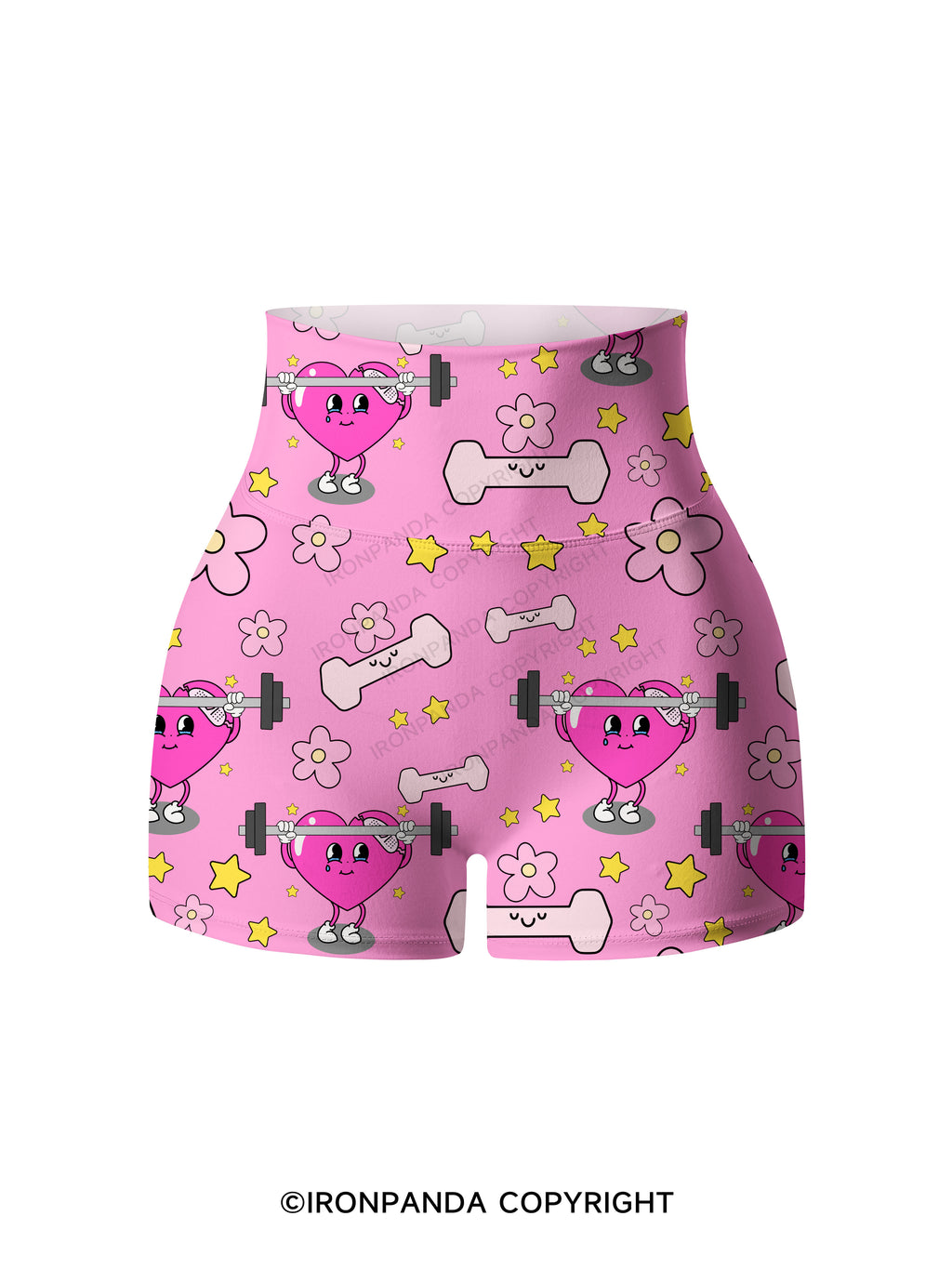 Sweet Pump Heart Printed Yoga Shorts