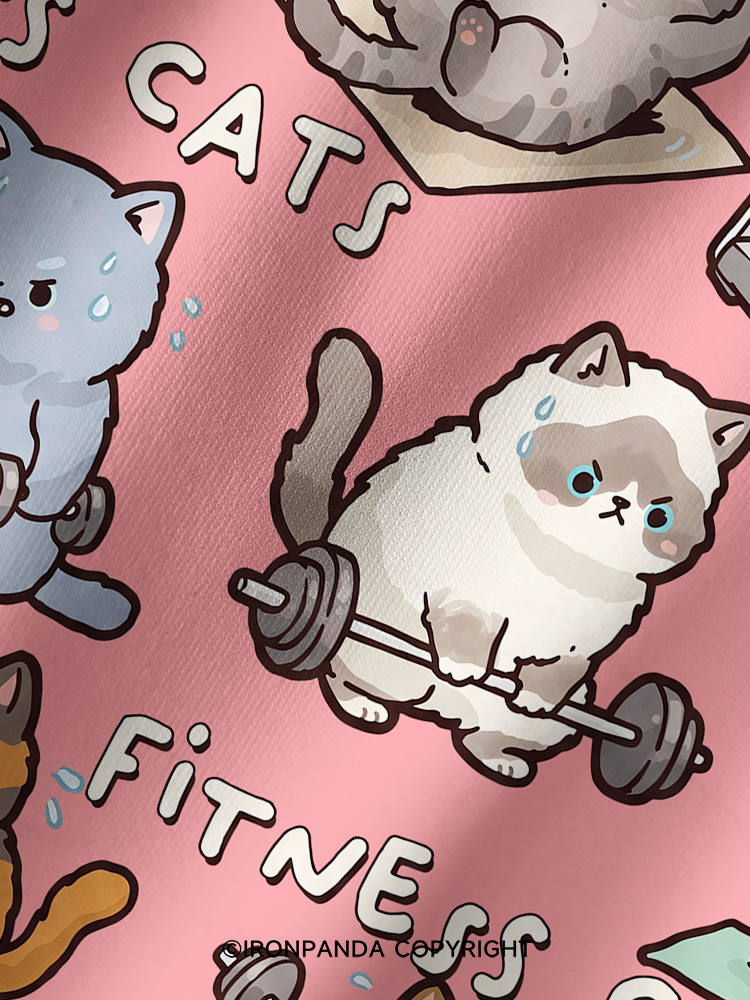 FITNESS Cat Printed Yoga Shorts