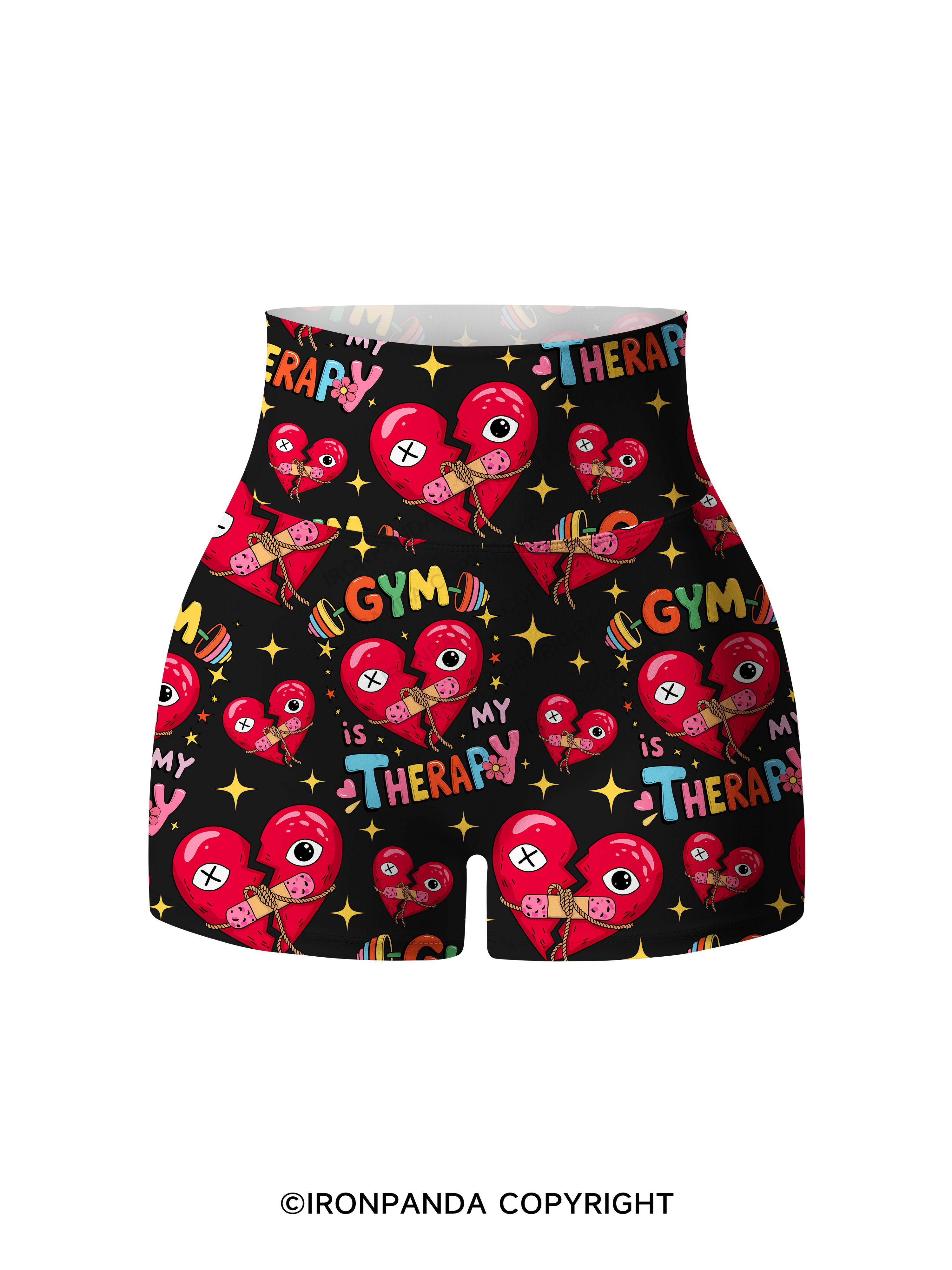 GYM IS MY THERAPY Printed Yoga Shorts