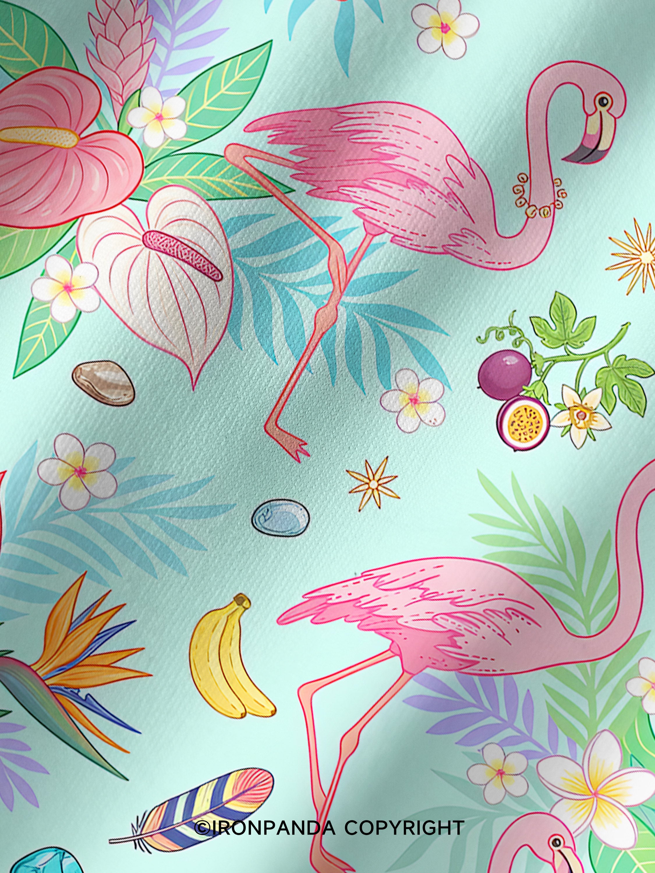 Tropical Flamingo Printed Yoga Shorts