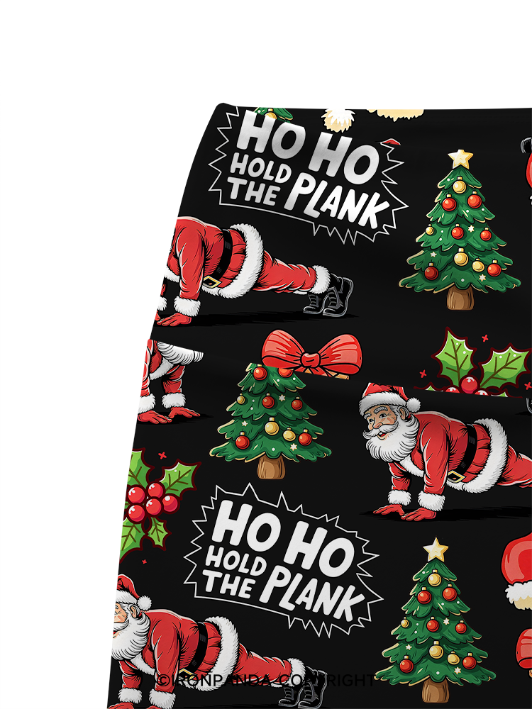 Ho Ho Hold the Plank Printed Yoga Cycling Shorts