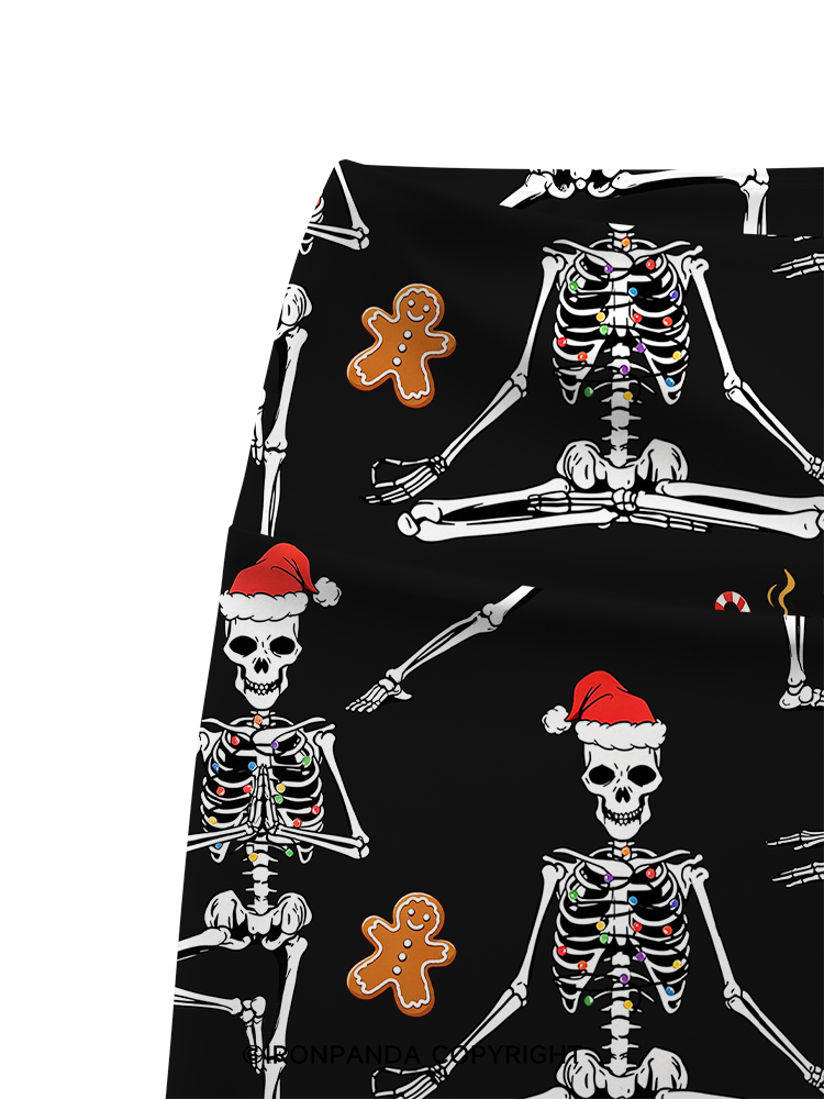 Skeleton Yoga Christmas Printed Yoga Cycling Shorts