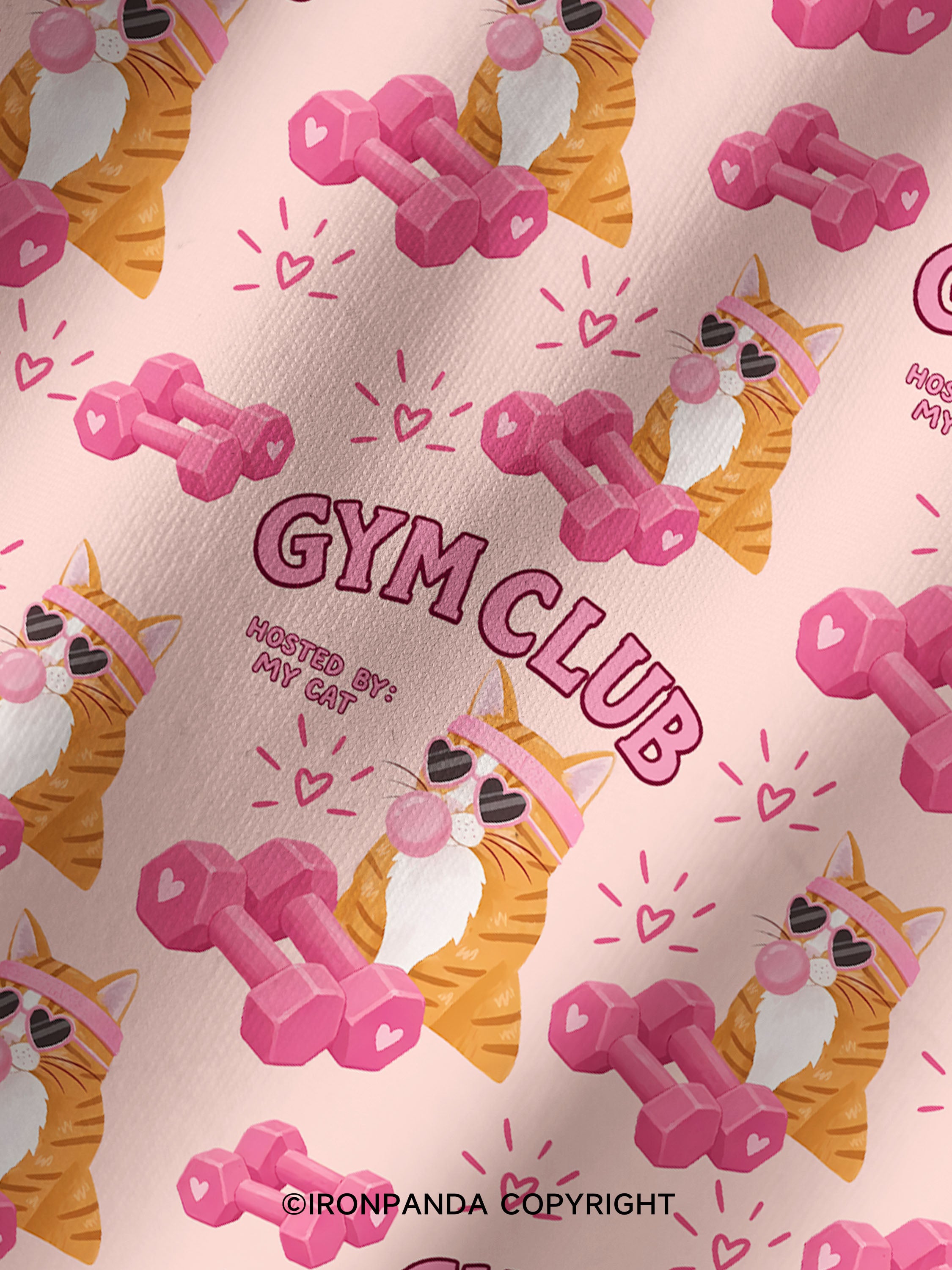 GYM CLUB HOSTED BY MY CAT Printed Yoga Shorts