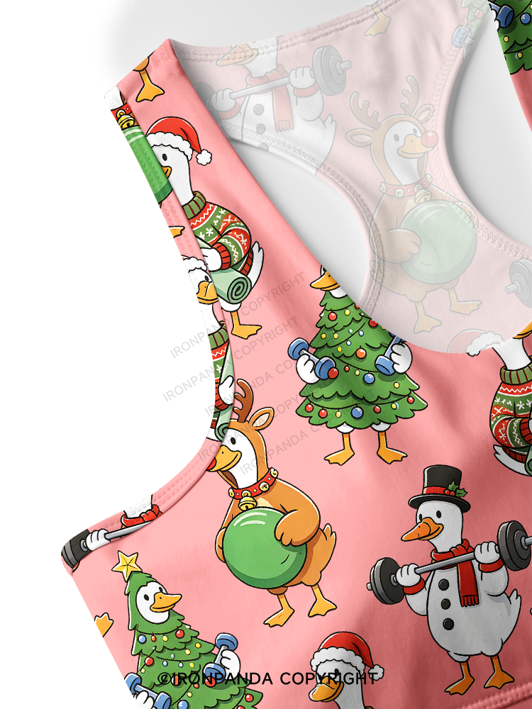 Weightlifting Goose Christmas Racerback Sports Bra