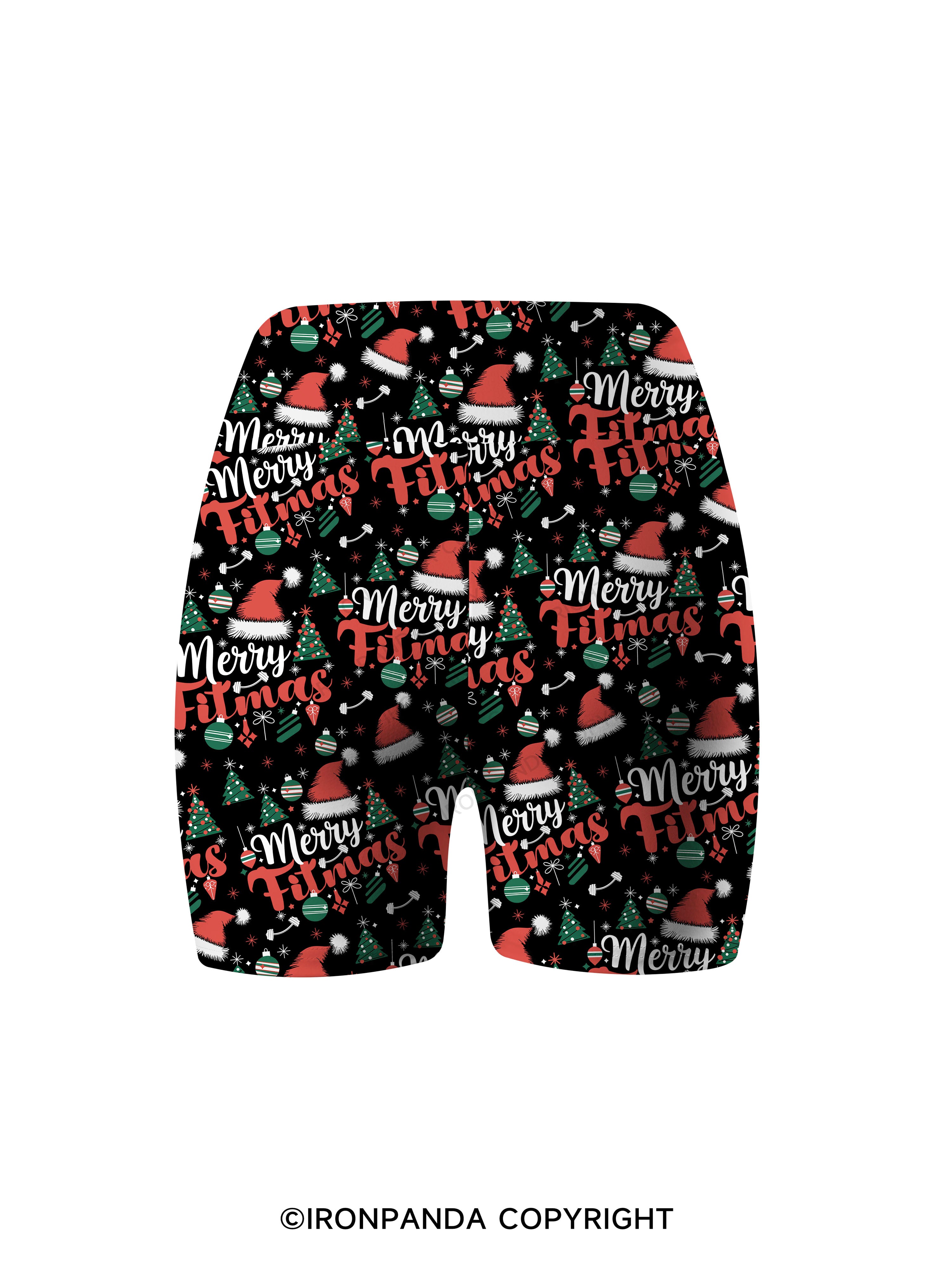 Merry Fitmas Printed Yoga Cycling Shorts