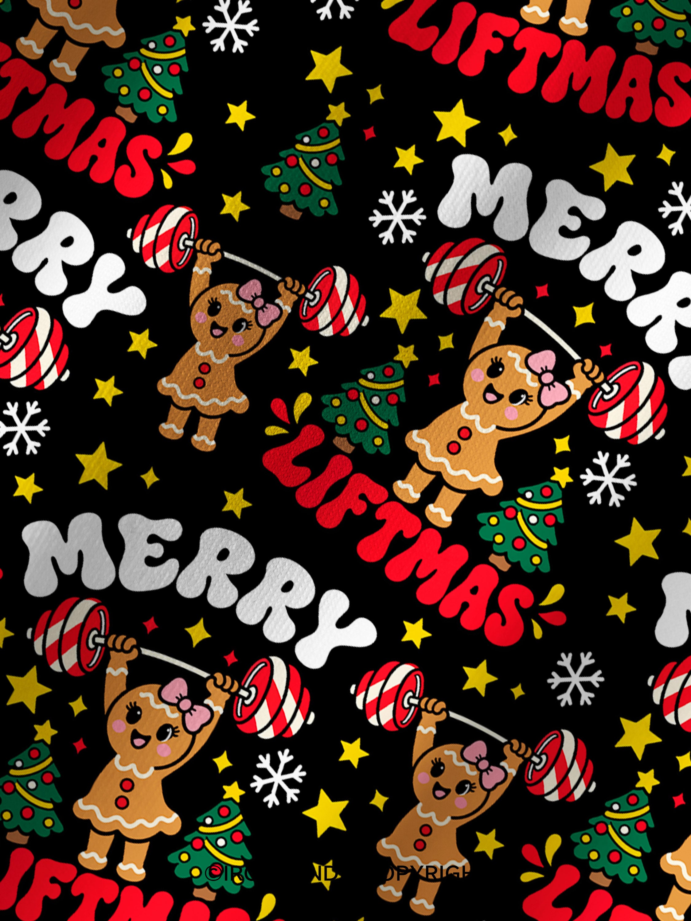 Merry Liftmas gingerbread  Printed Yoga Shorts
