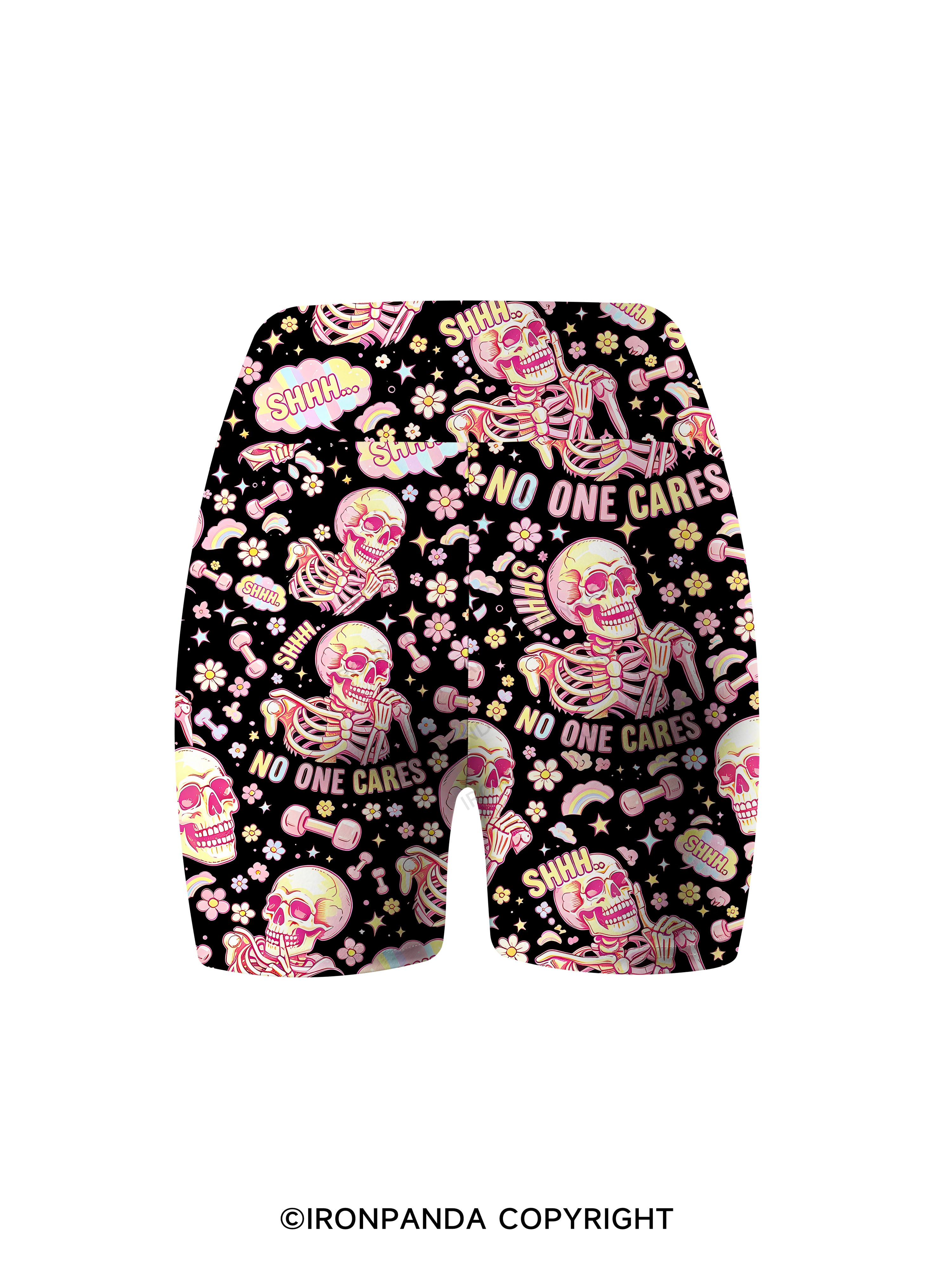shhh no one cares Printed Yoga Cycling Shorts