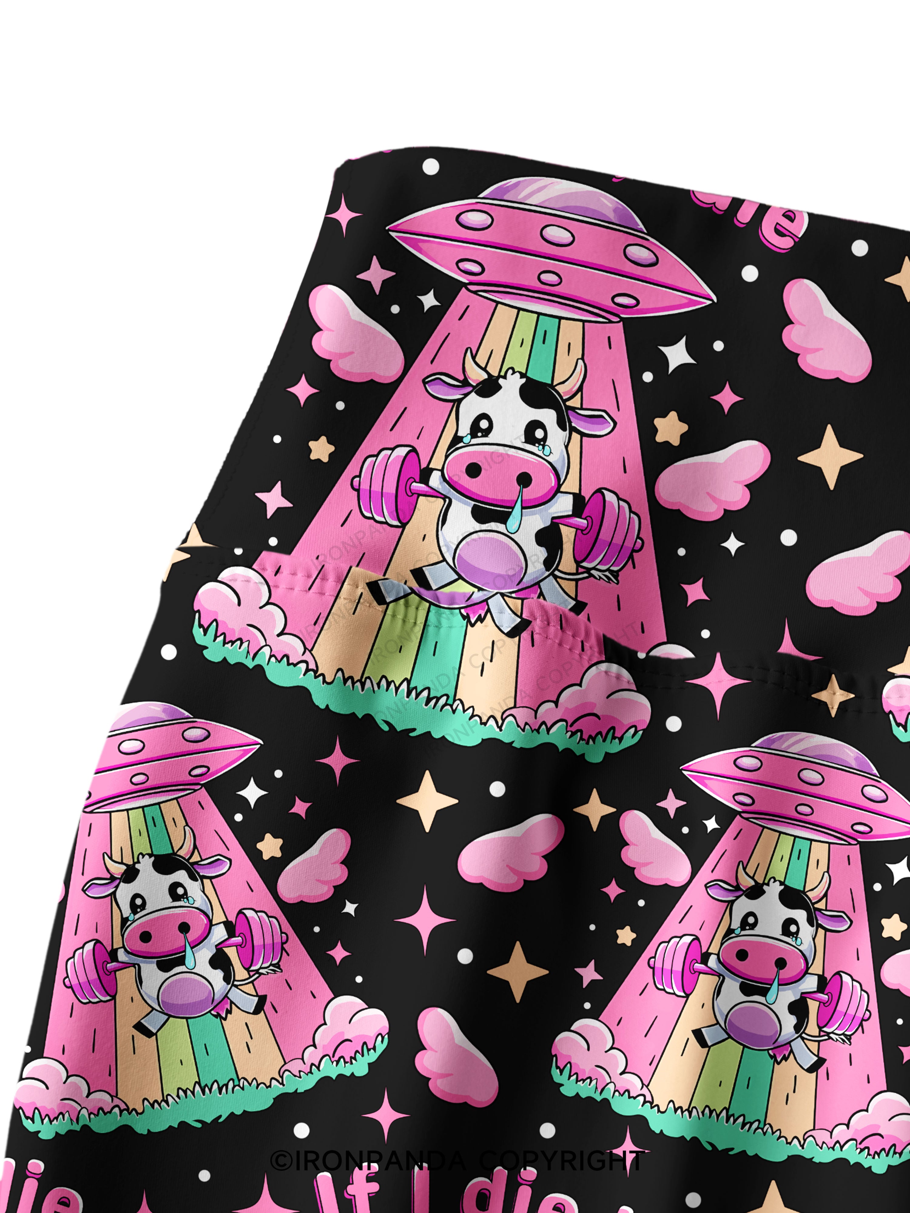 IF I DIE I DIE COW Printed Yoga Pants